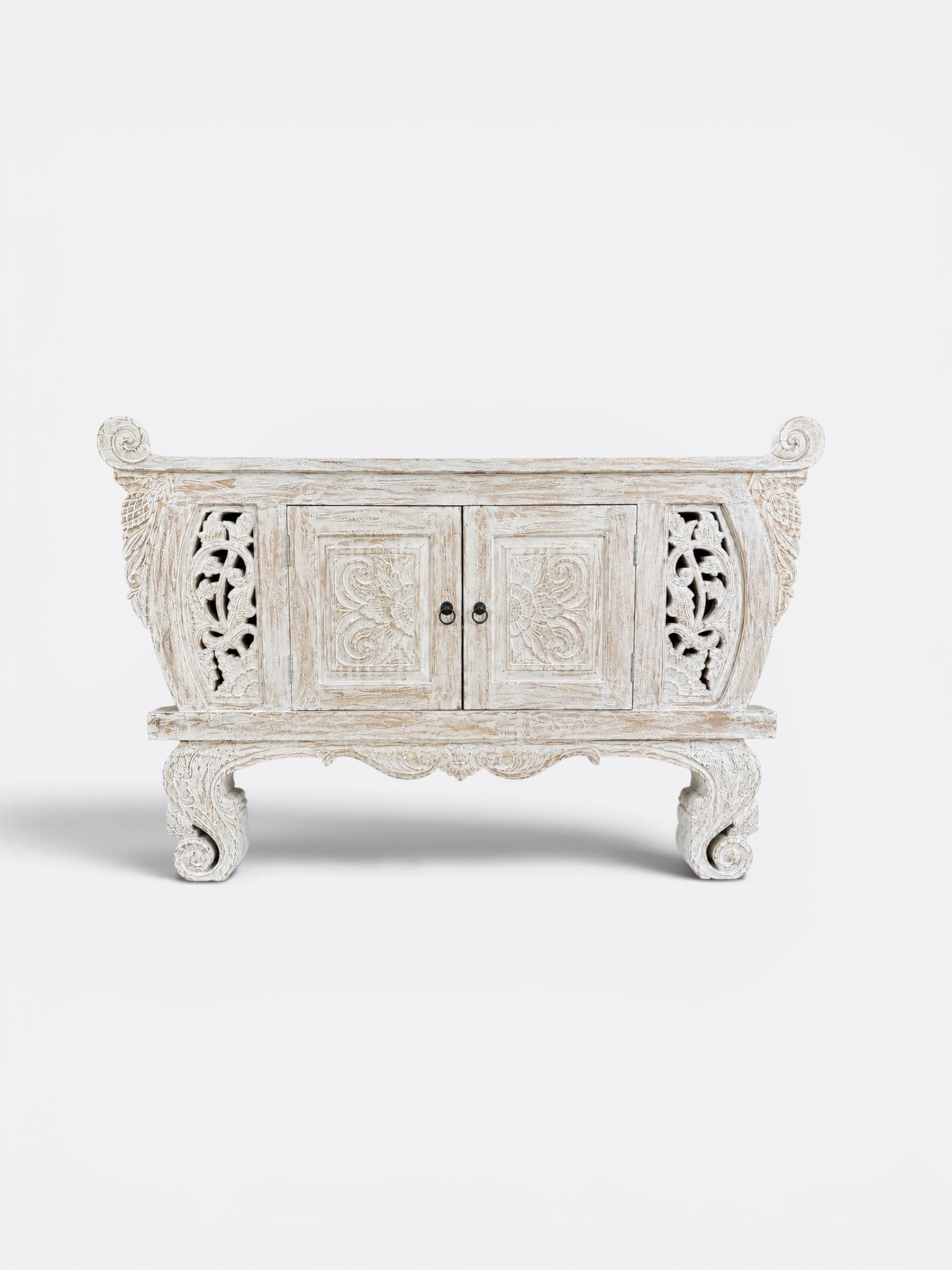 Console artisanal en teck sculpté – Osha