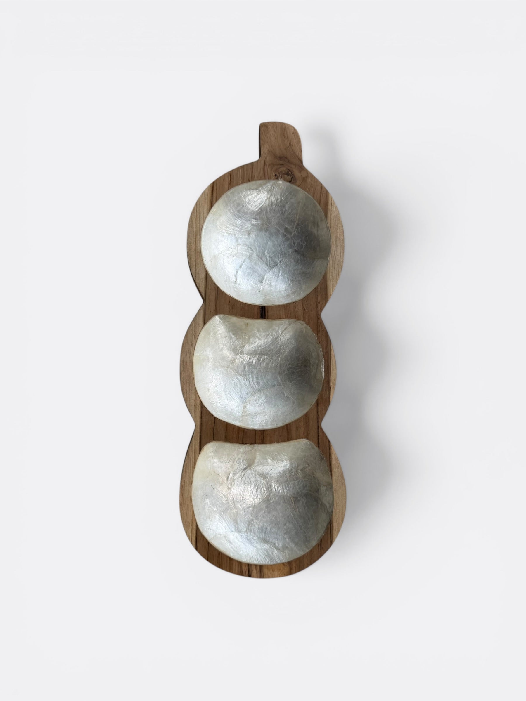 Présentoir apéritif en bois de teck & nacre