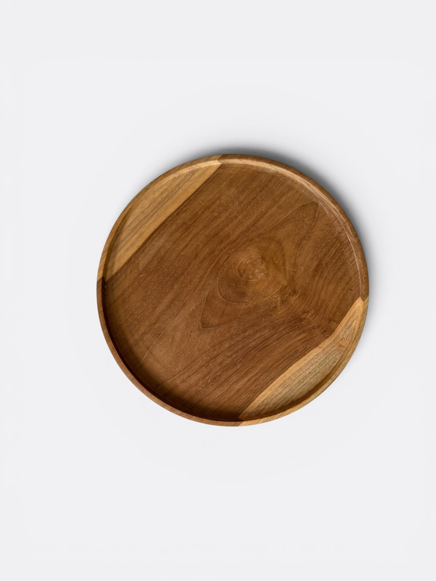 Set de 4 assiettes artisanales en teck naturel