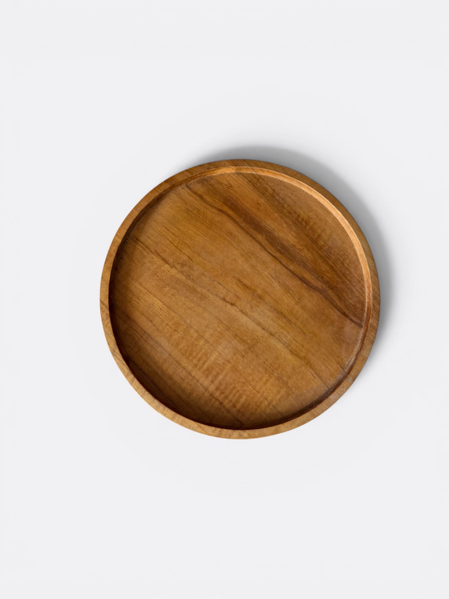 Set de 4 petites assiettes artisanales en teck naturel