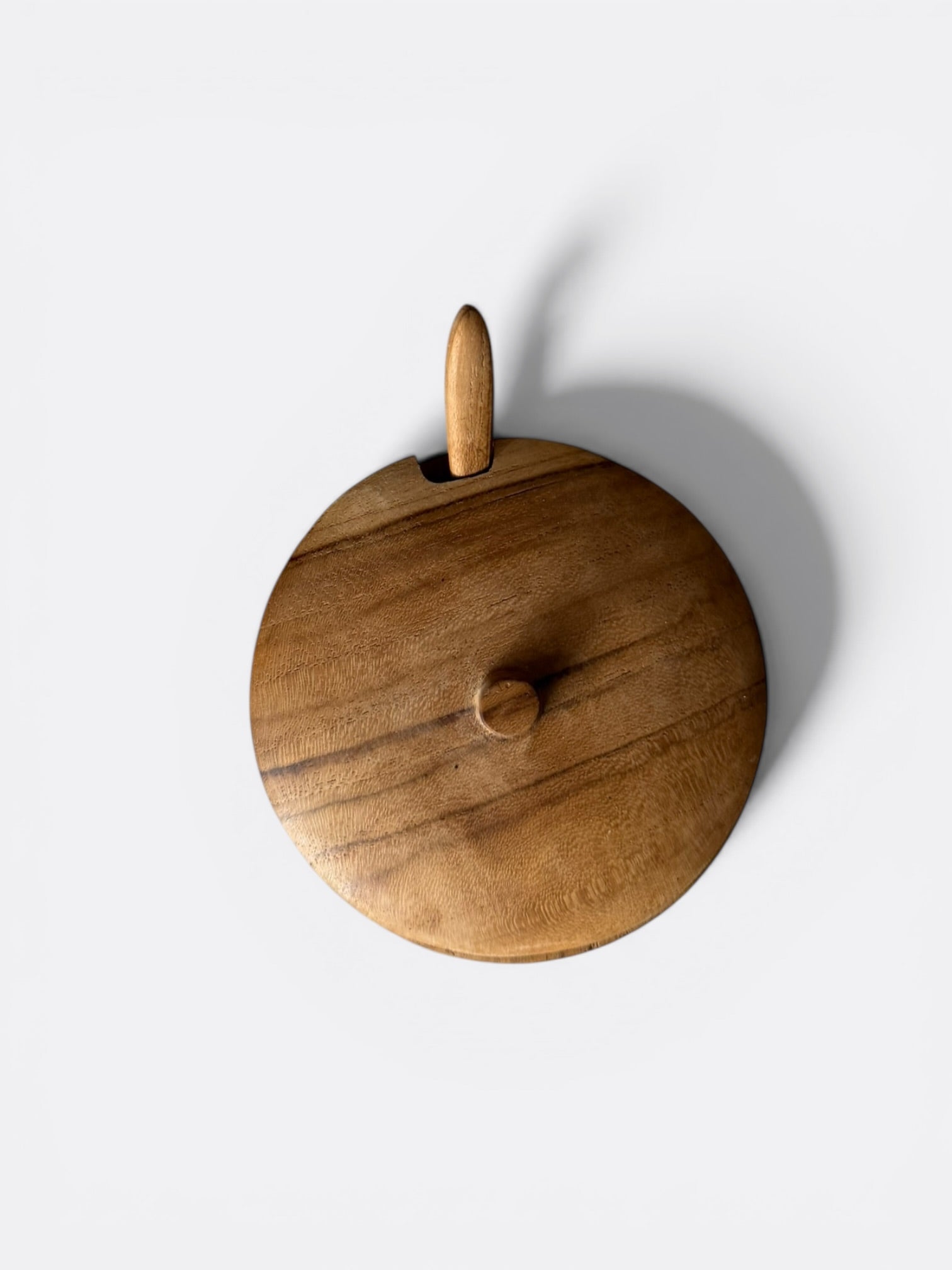 Petite boîte à condiments en teck avec cuillère