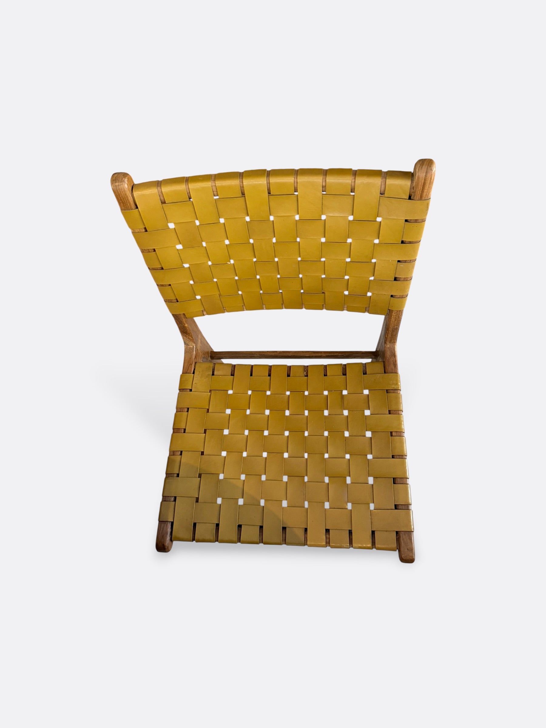 Chaise en teck et lanières de cuir - Amat