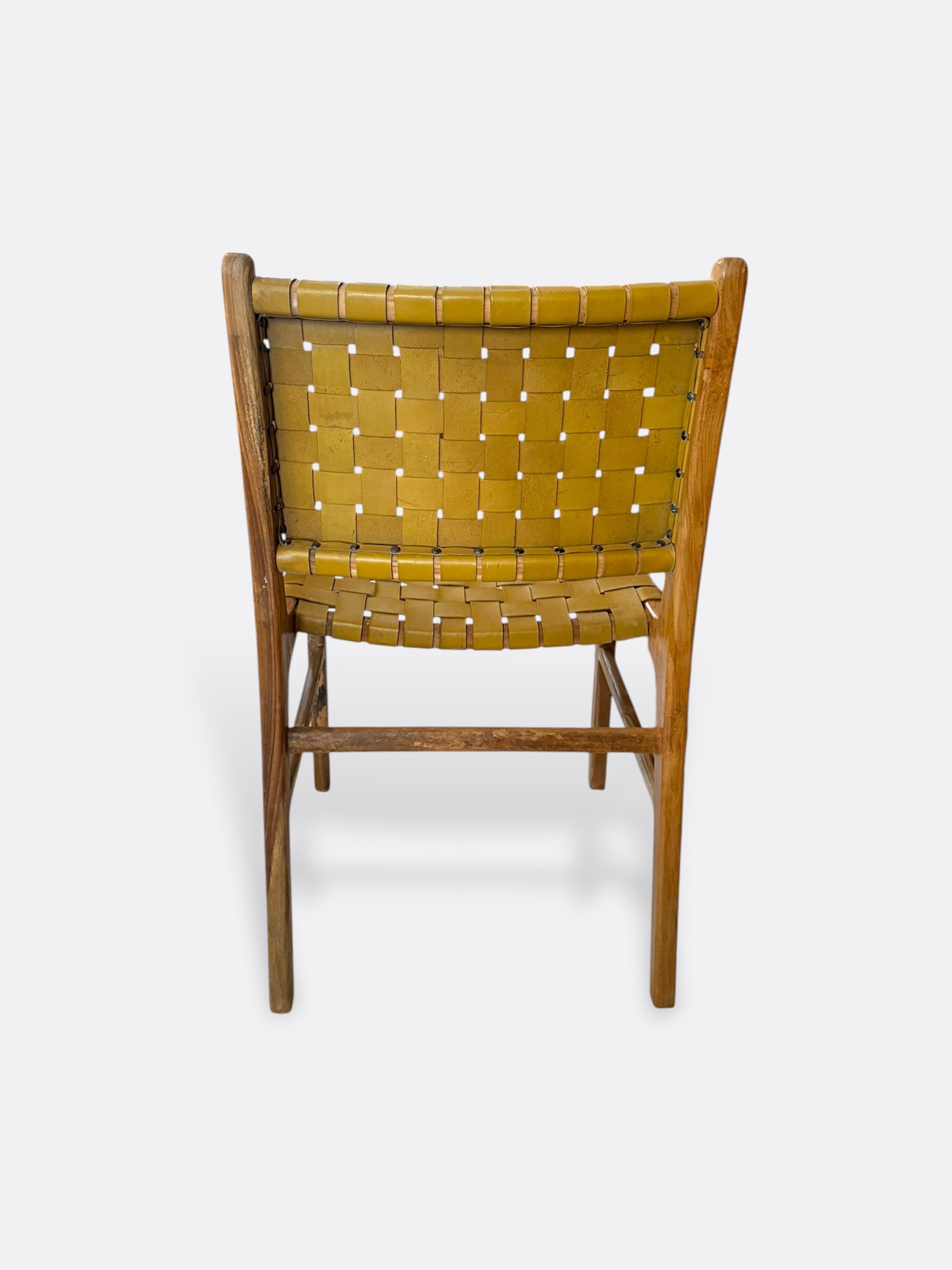 Chaise en teck et lanières de cuir - Amat