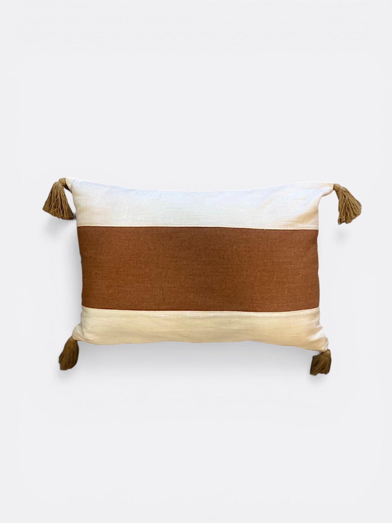 coussin rectangulaire Balinais en coton - blanc & rouge