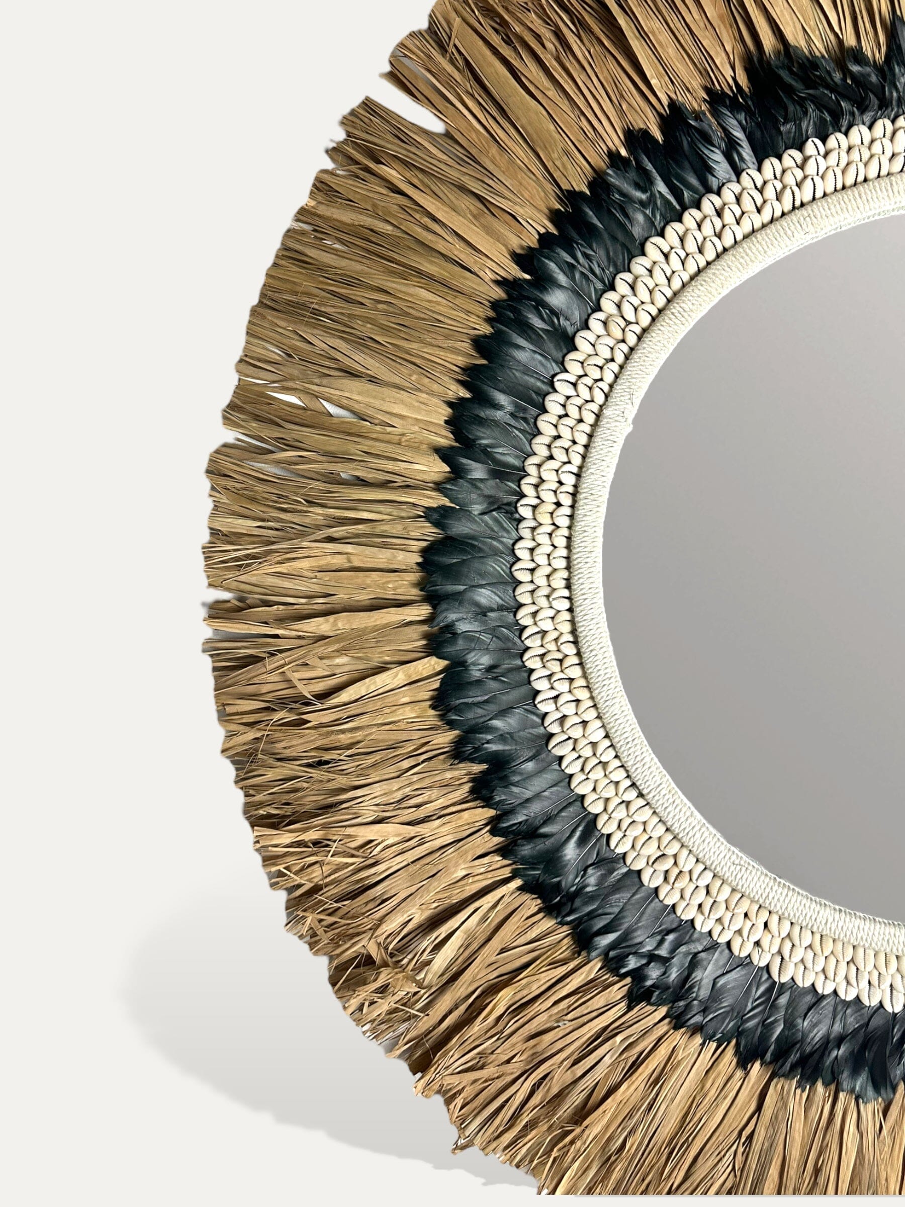 Miroir rond en plume - Bowi COKOHA