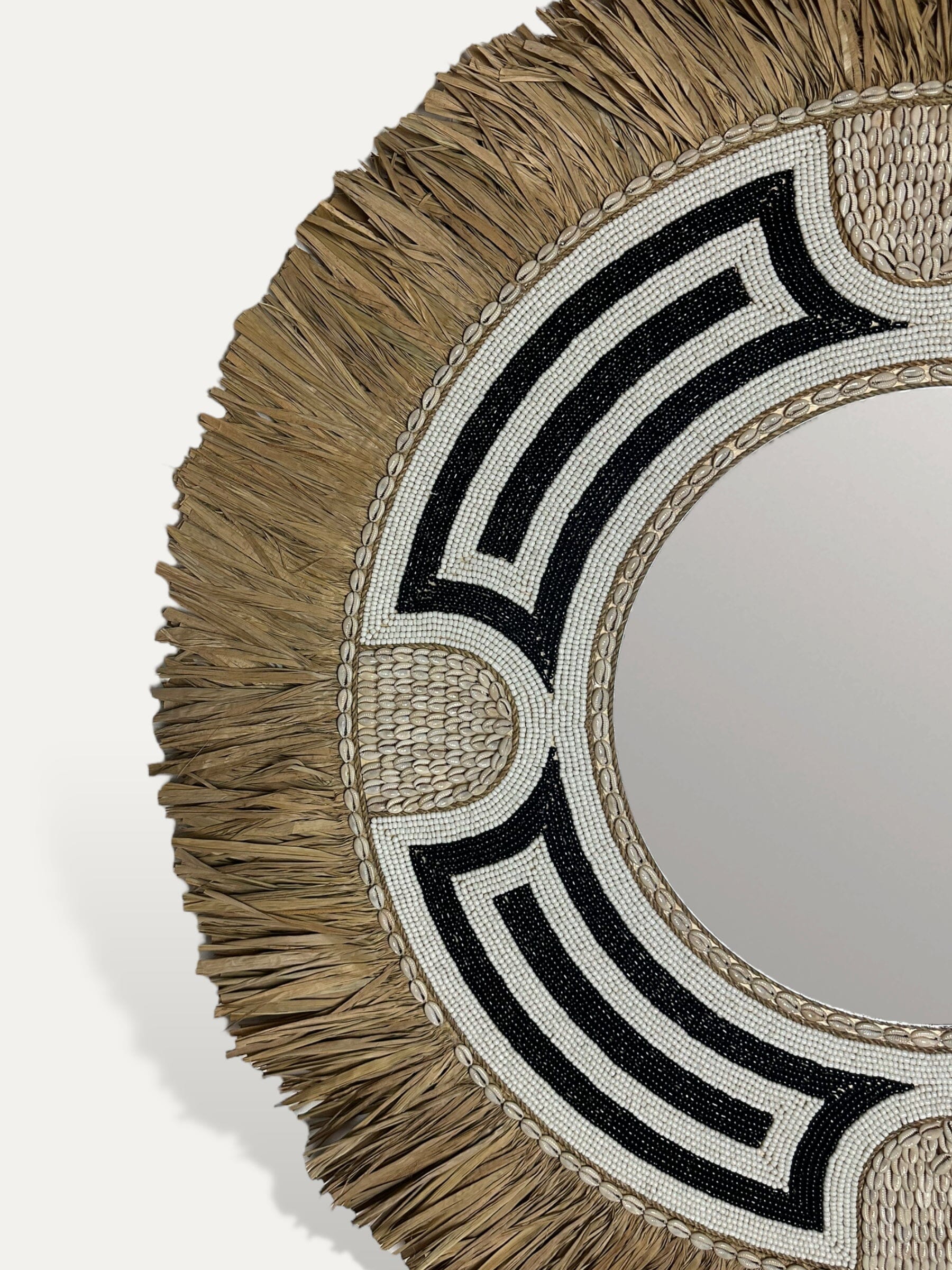 miroir balinais en perle - Grâce noir COKOHA