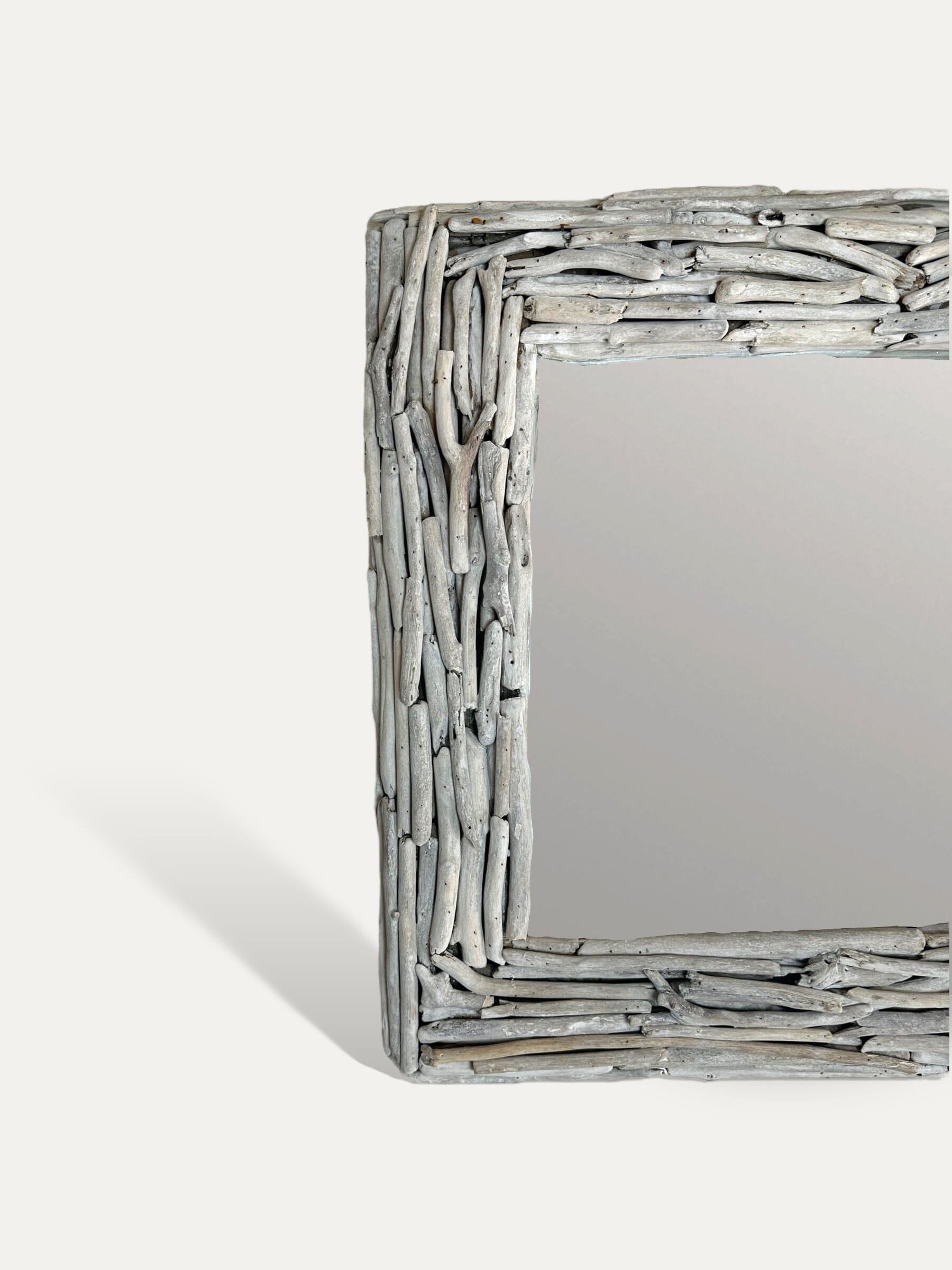 miroir blanc en bois flotté blanc - Rakham COKOHA