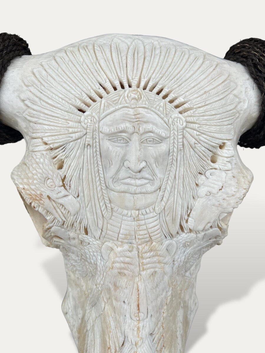 Crâne de buffle sculpté - Sitting Bull Cokoha