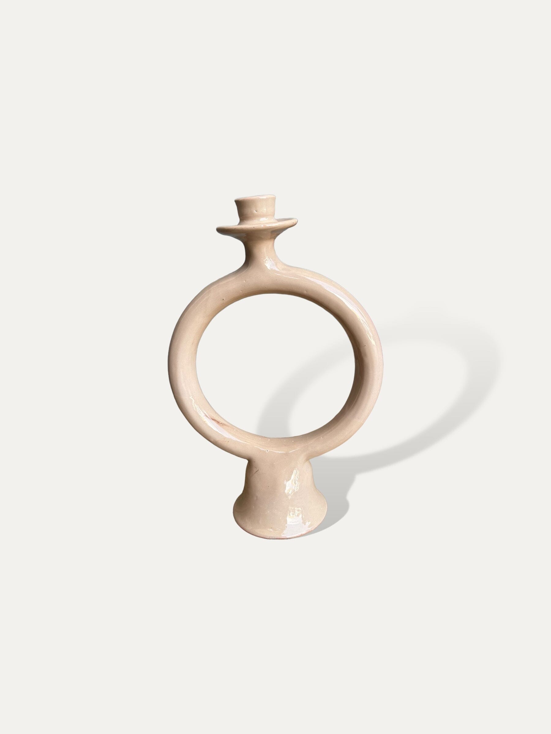 Bougeoir rond Beige céramique - Agdal vase Cokoha