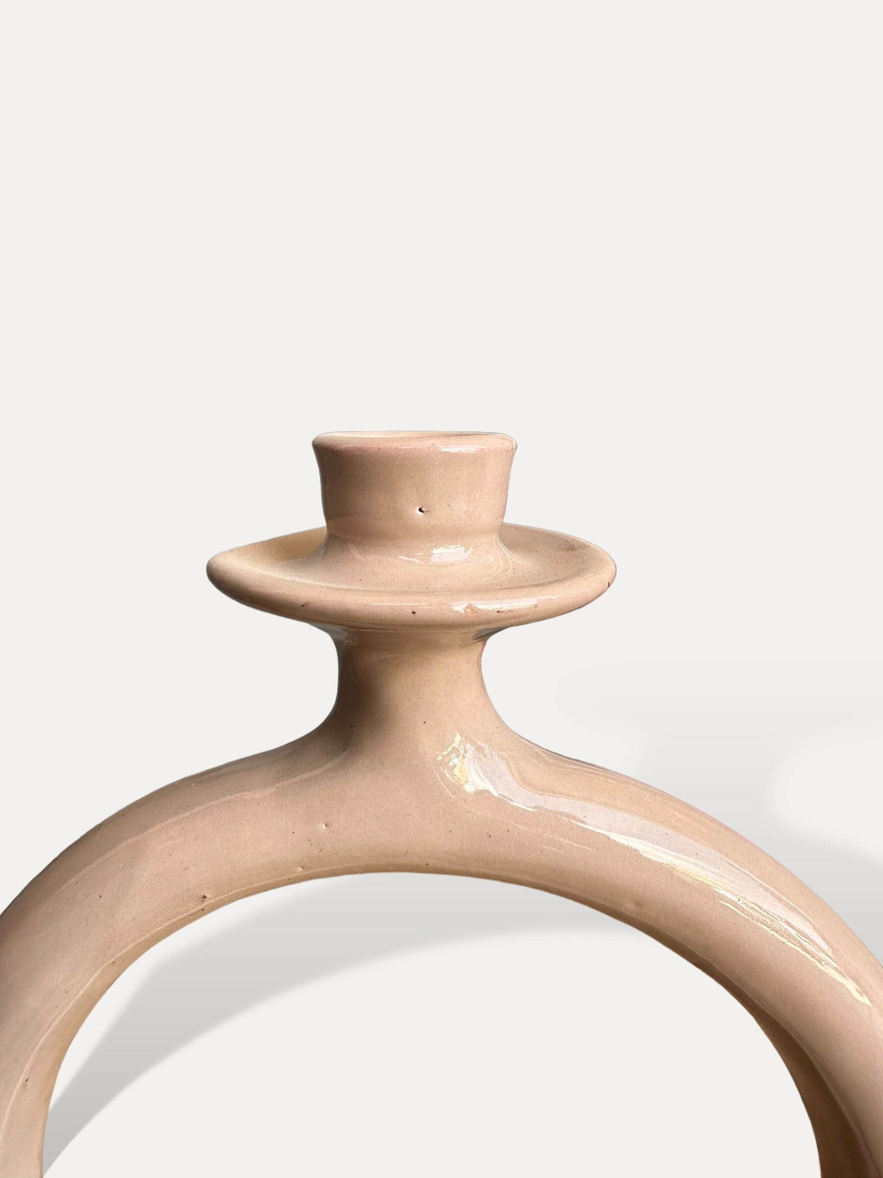 Bougeoir rond Beige céramique - Agdal vase Cokoha