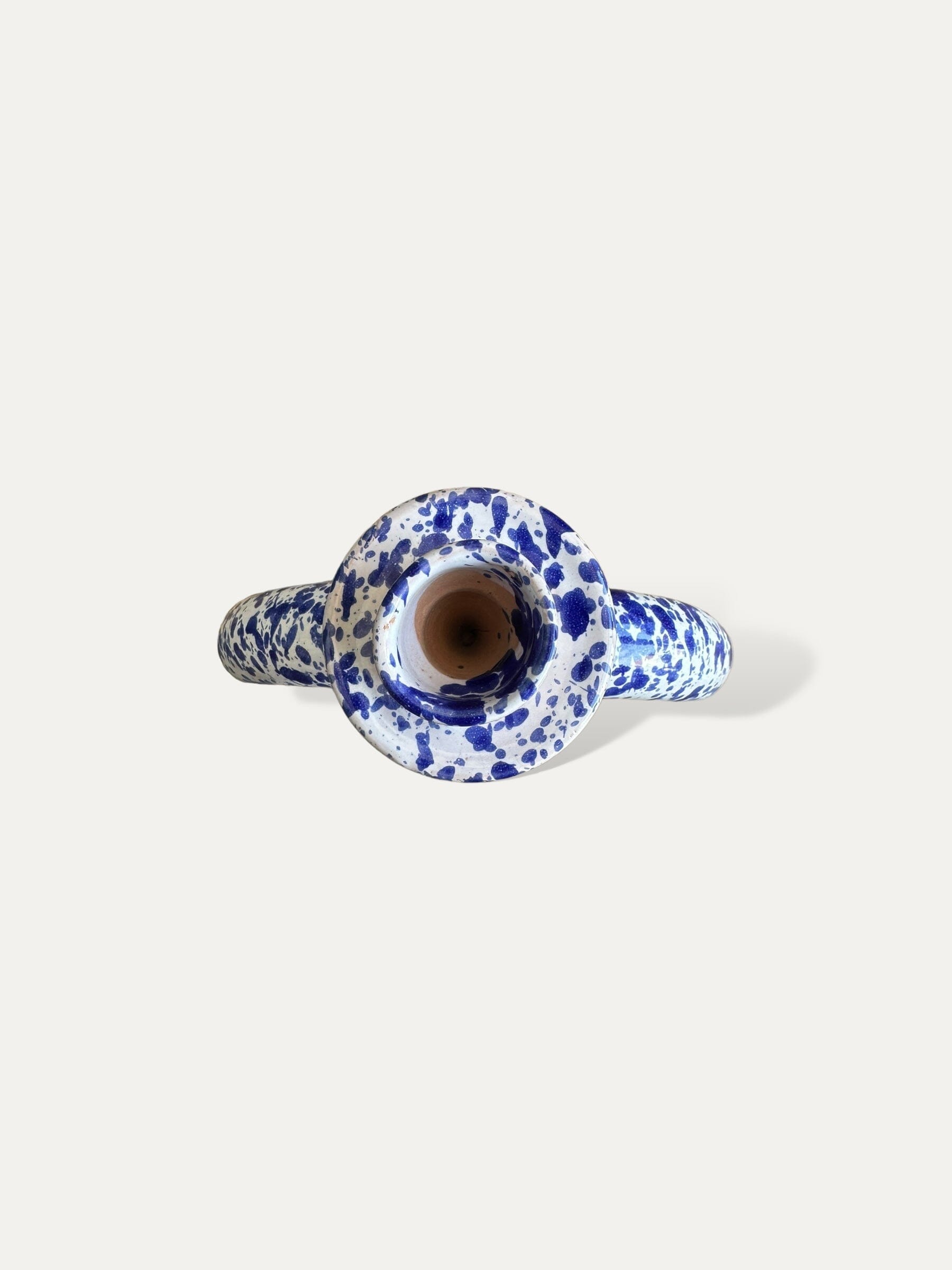 Bougeoir rond bleu tacheté céramique - Agdal vase Cokoha