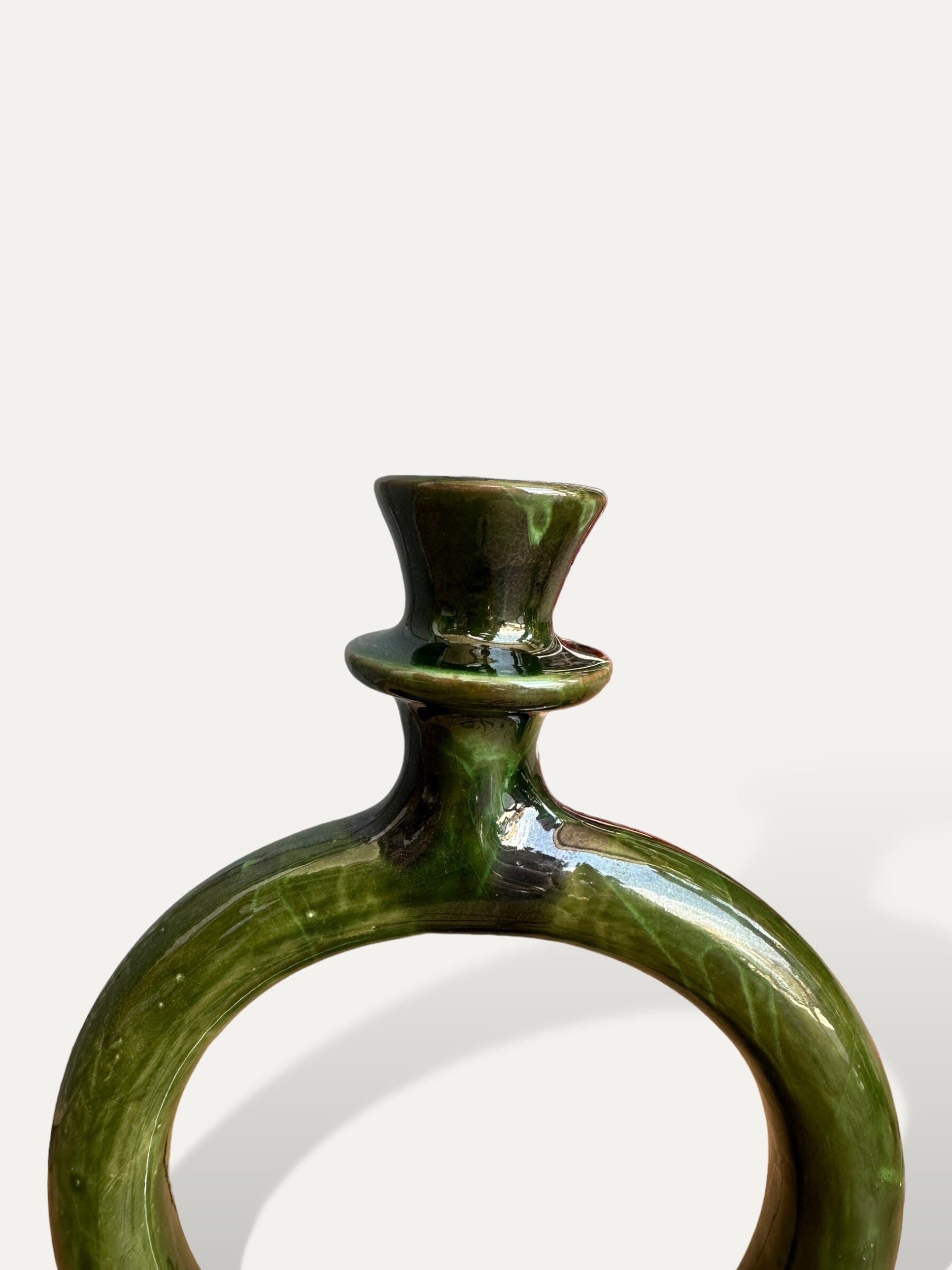 Bougeoir rond vert céramique - Agdal vase Cokoha