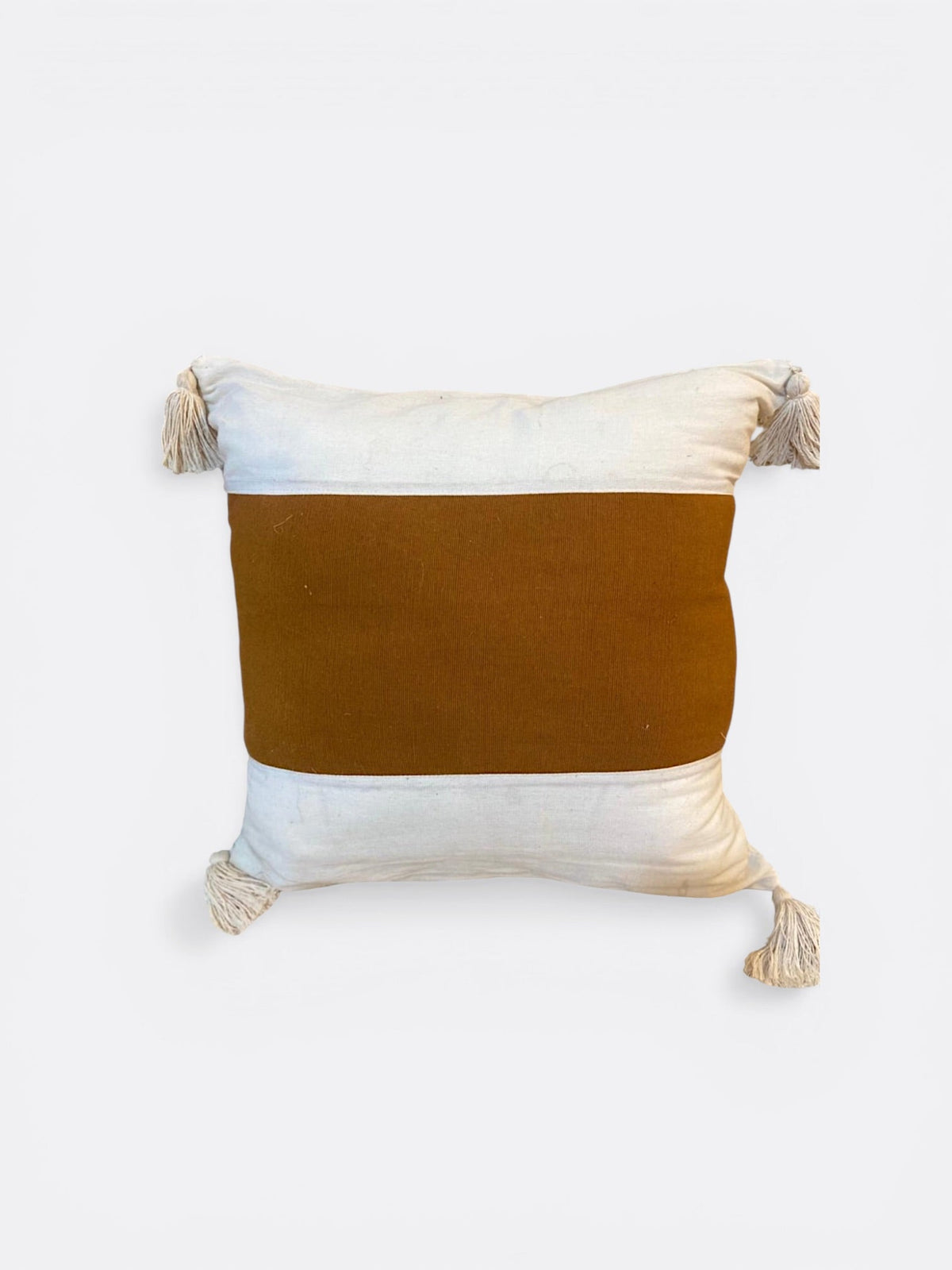 coussin carré Balinais en coton - Blanc & rouge
