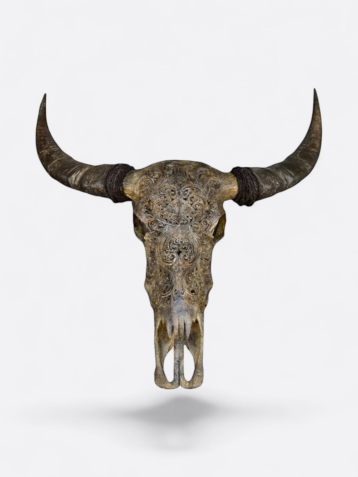 Crâne de buffle marron sculpté à la main à Bali – modèle Hazel