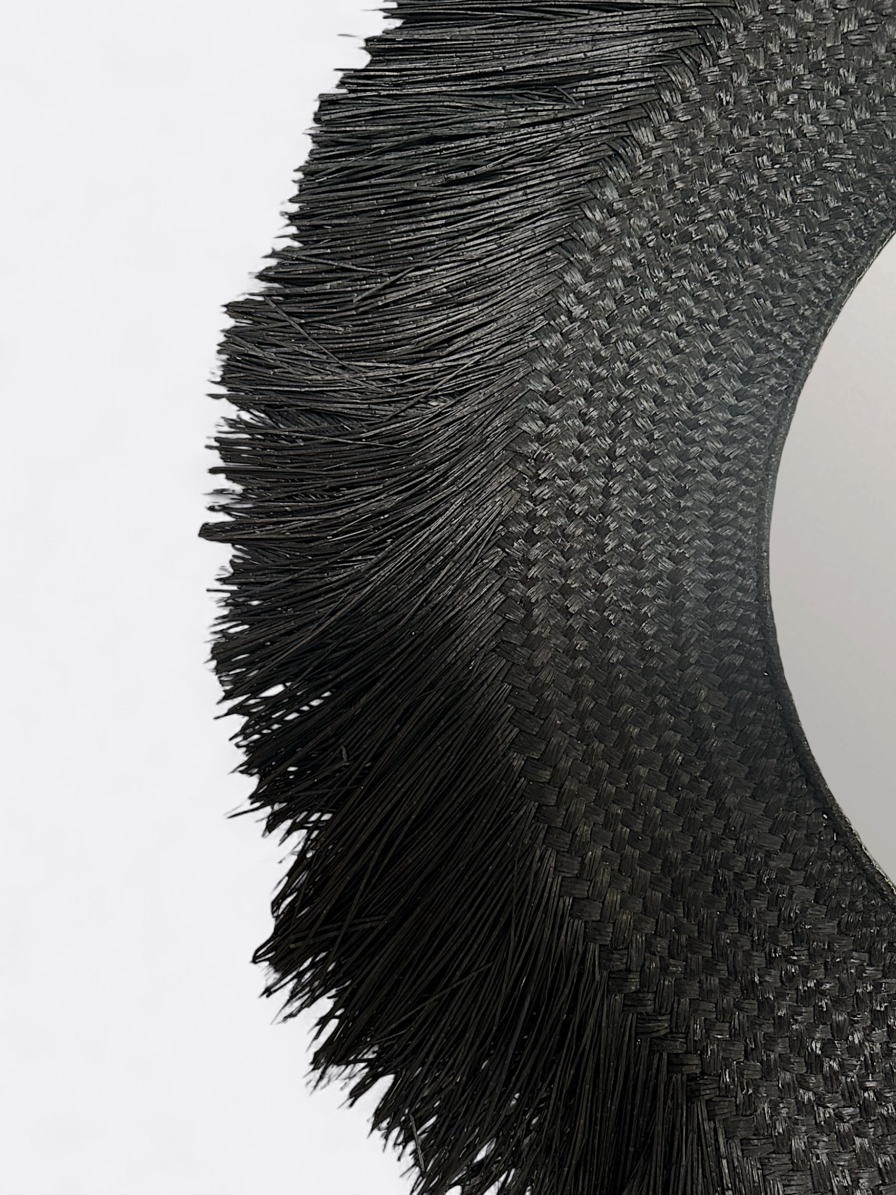 grand miroir balinais en paille noire - Hitam XL