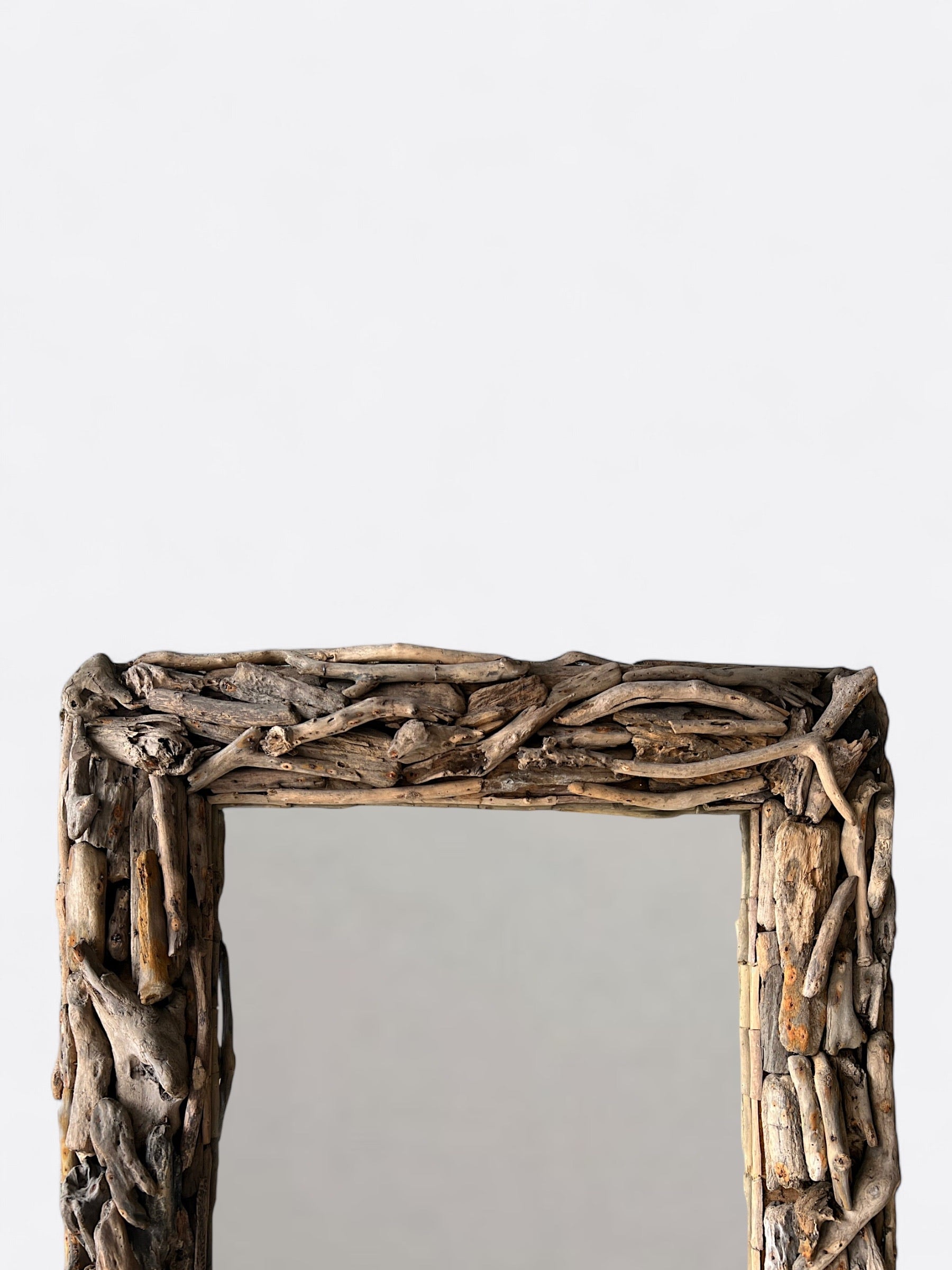 Grand miroir rectangulaire artisanal en bois flotté – Minum XL