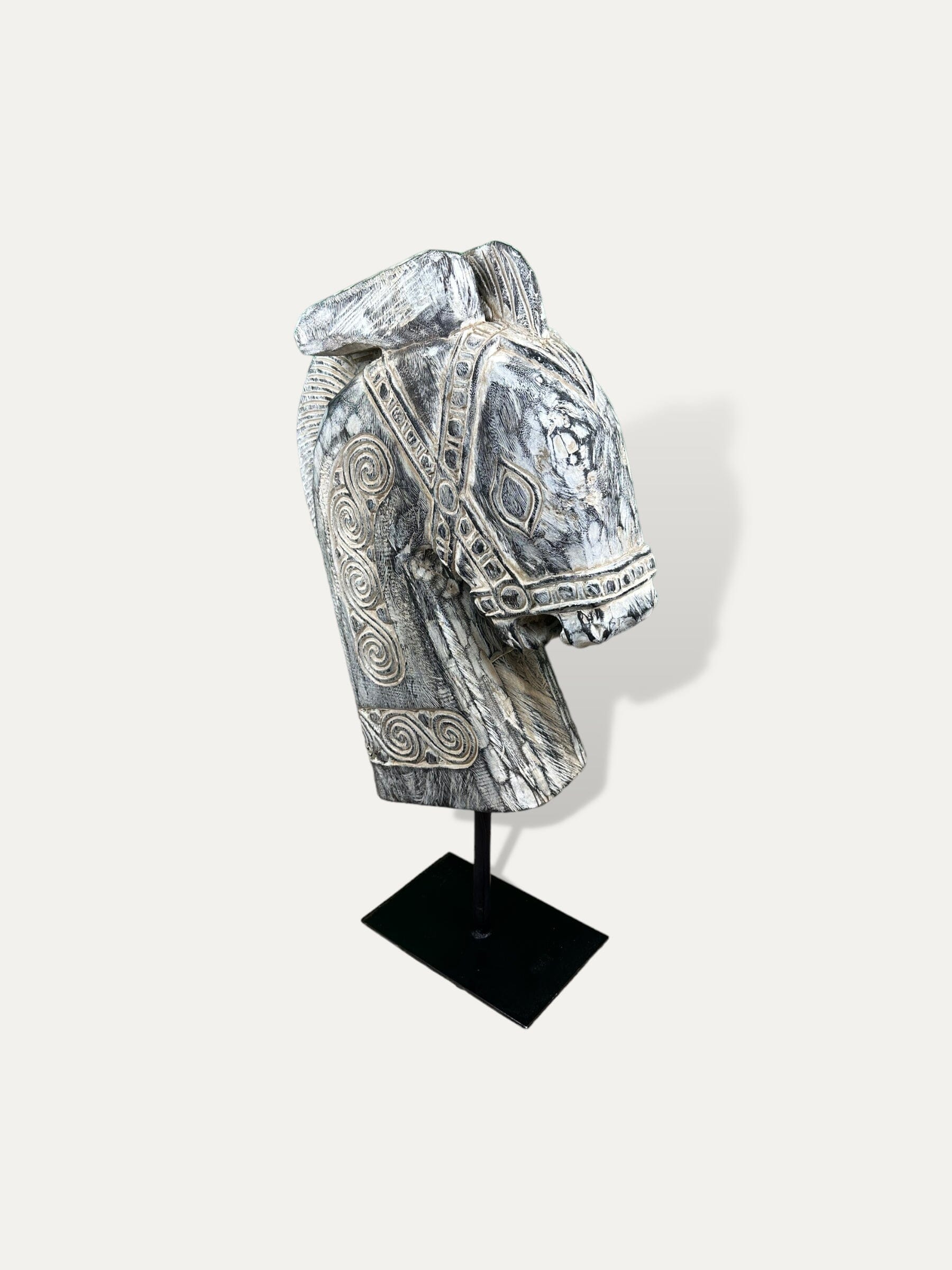 Sculpture d'un buste de cheval - Kuda blanc cassé Cokoha