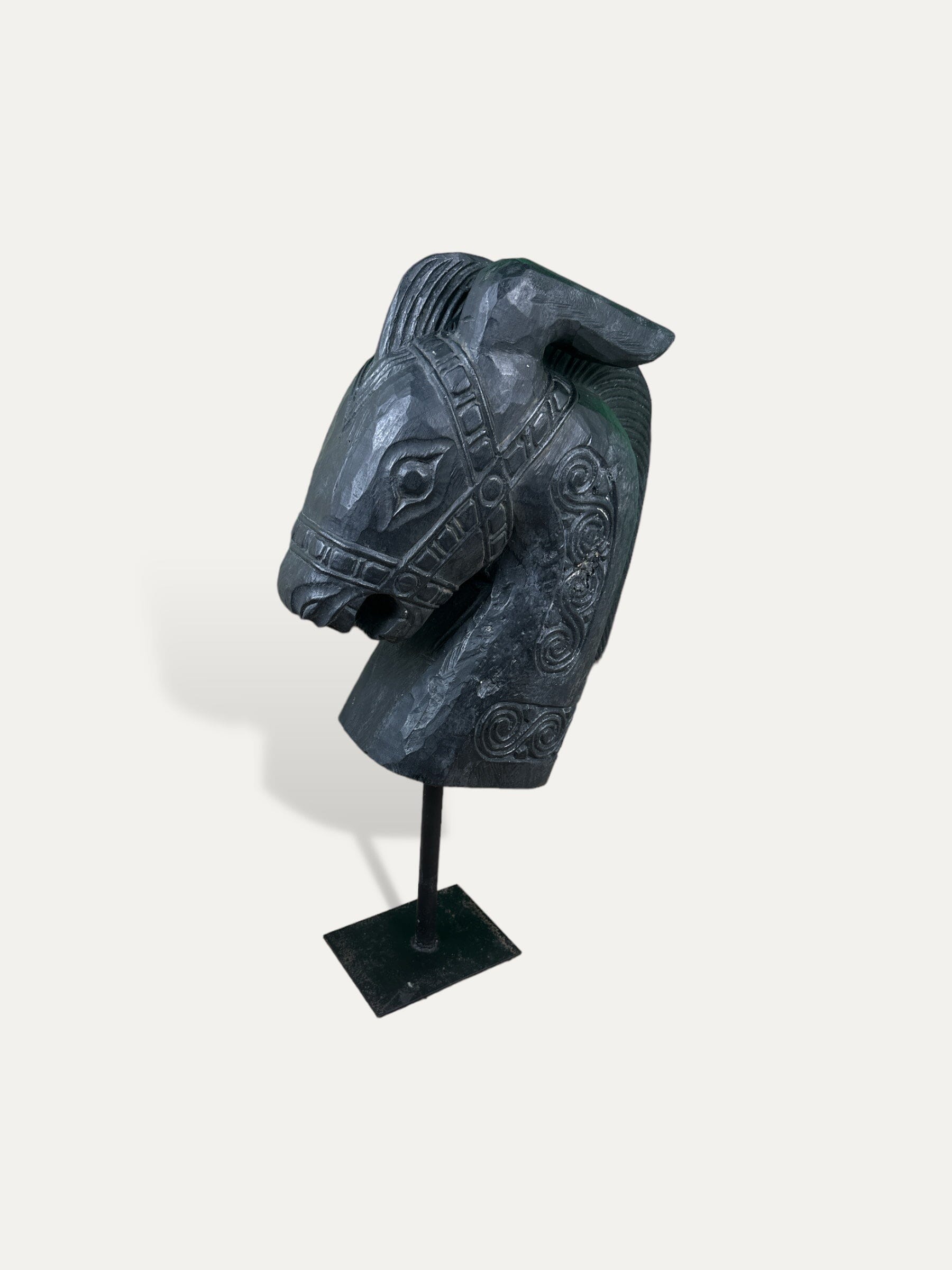 Sculpture d'un buste de cheval - Kuda noir Cokoha
