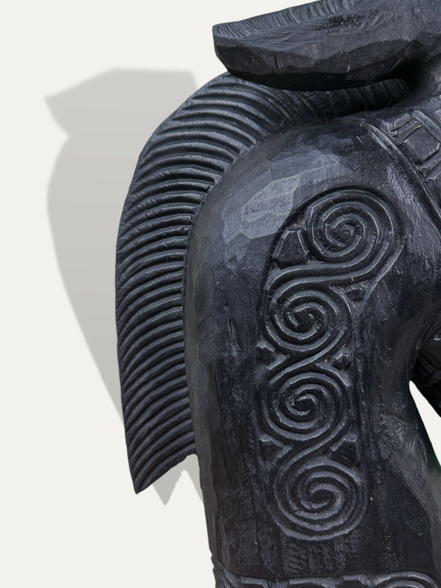 Sculpture d'un buste de cheval - Kuda noir Cokoha