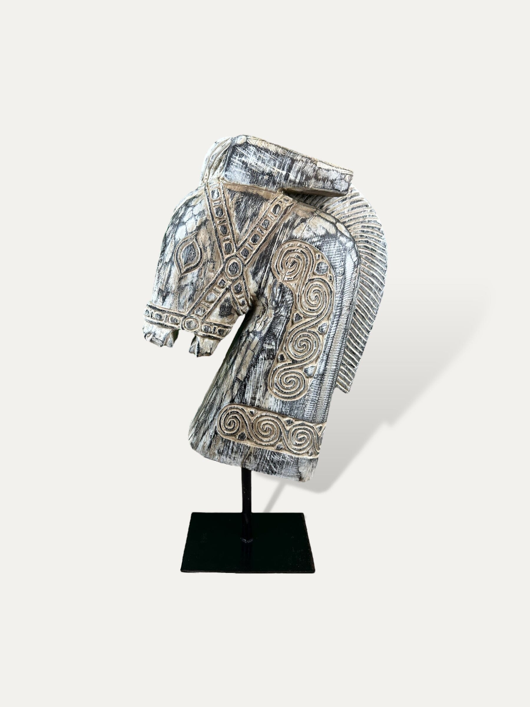 Sculpture d'un buste de cheval - Kuda blanc cassé Cokoha