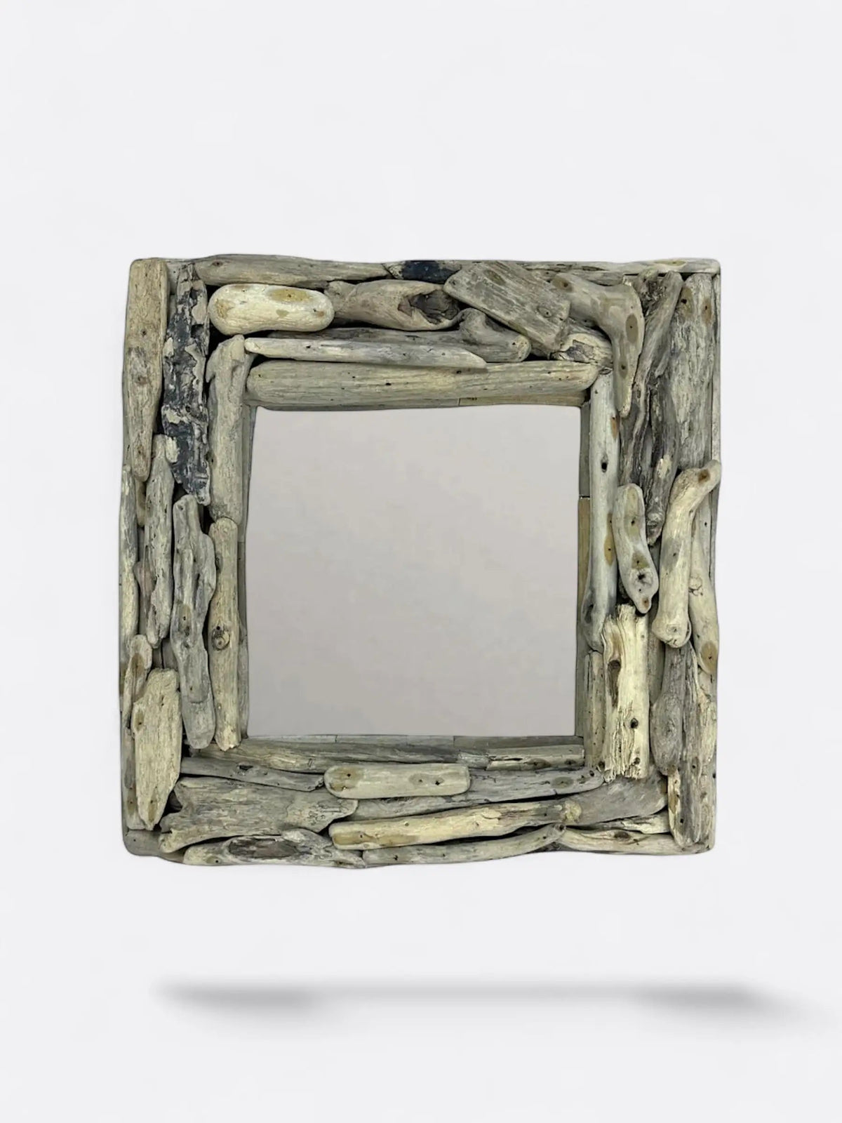 Miroir carré artisanal en bois flotté - Minum S