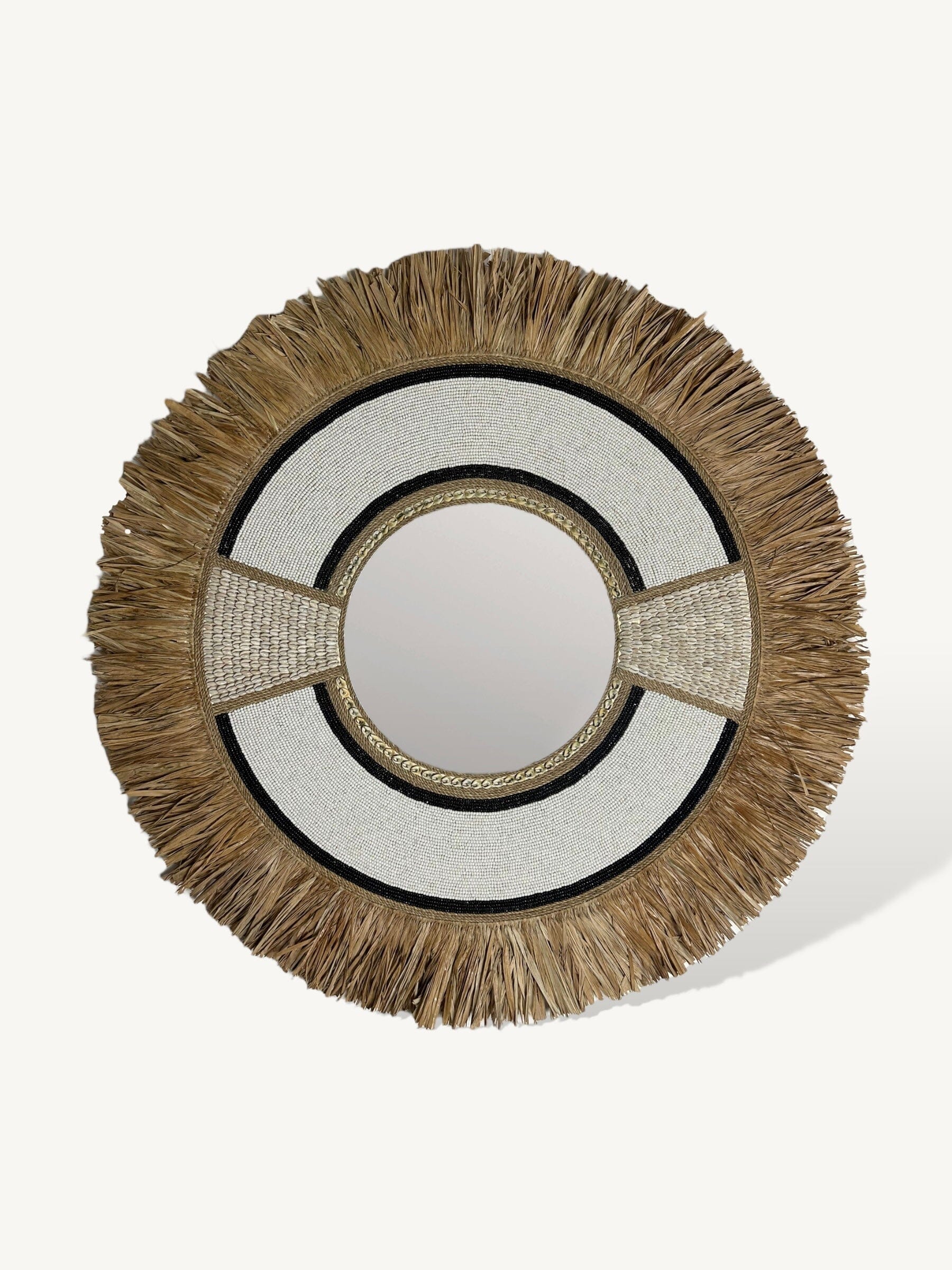 miroir balinais en perle - Kaya blanc COKOHA