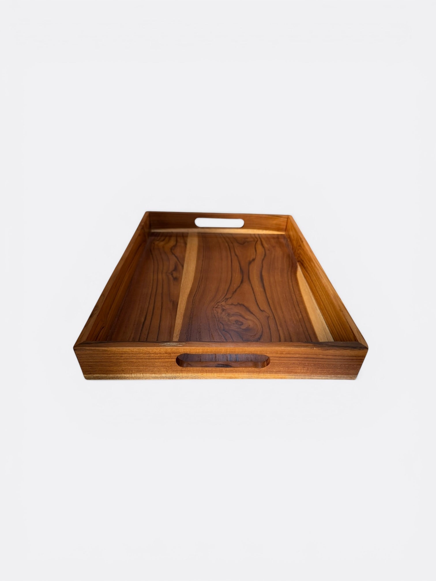 Plateau artisanal en bois de teck
