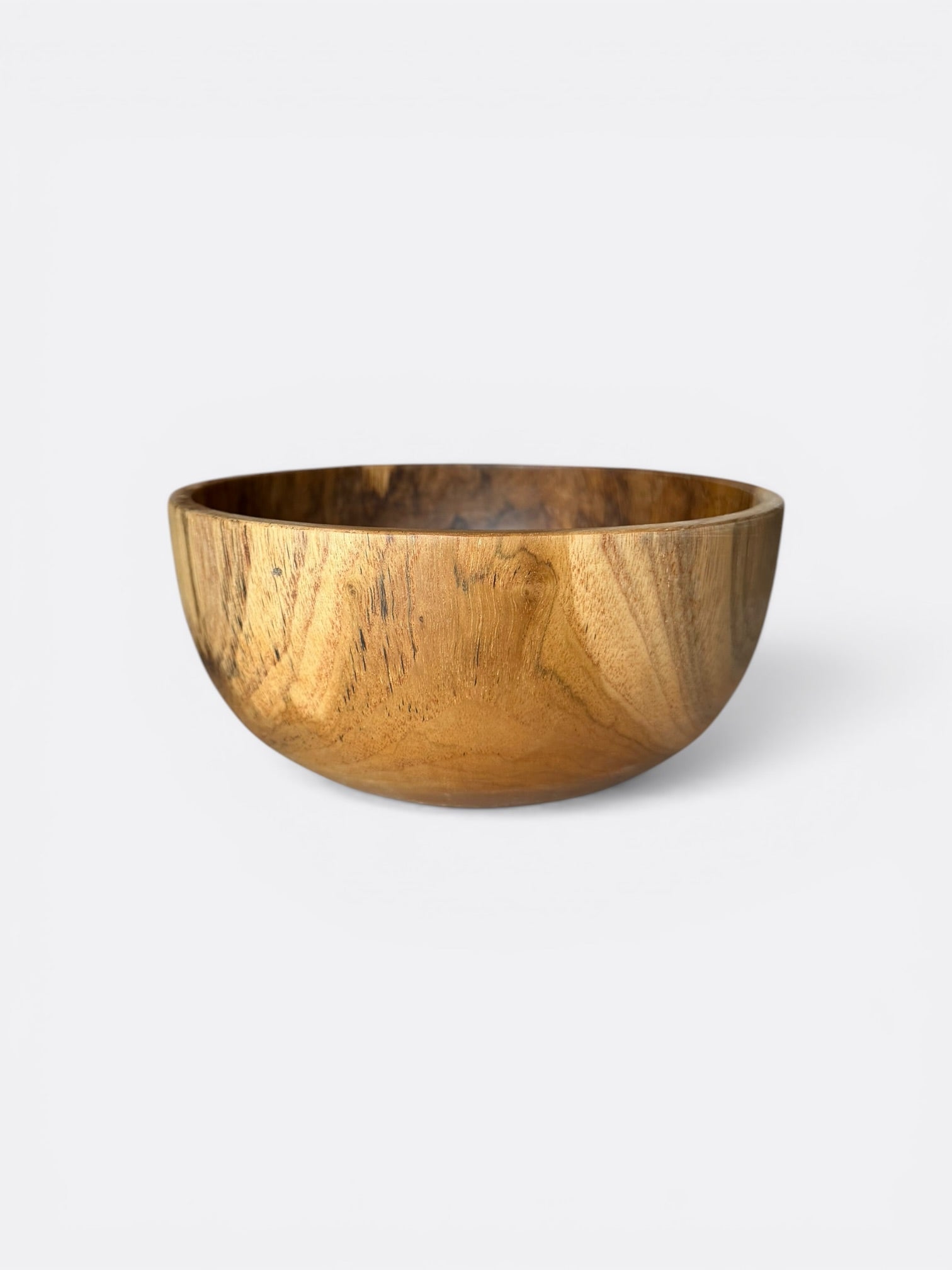 Set de 2 bols artisanaux en teck, vue de face