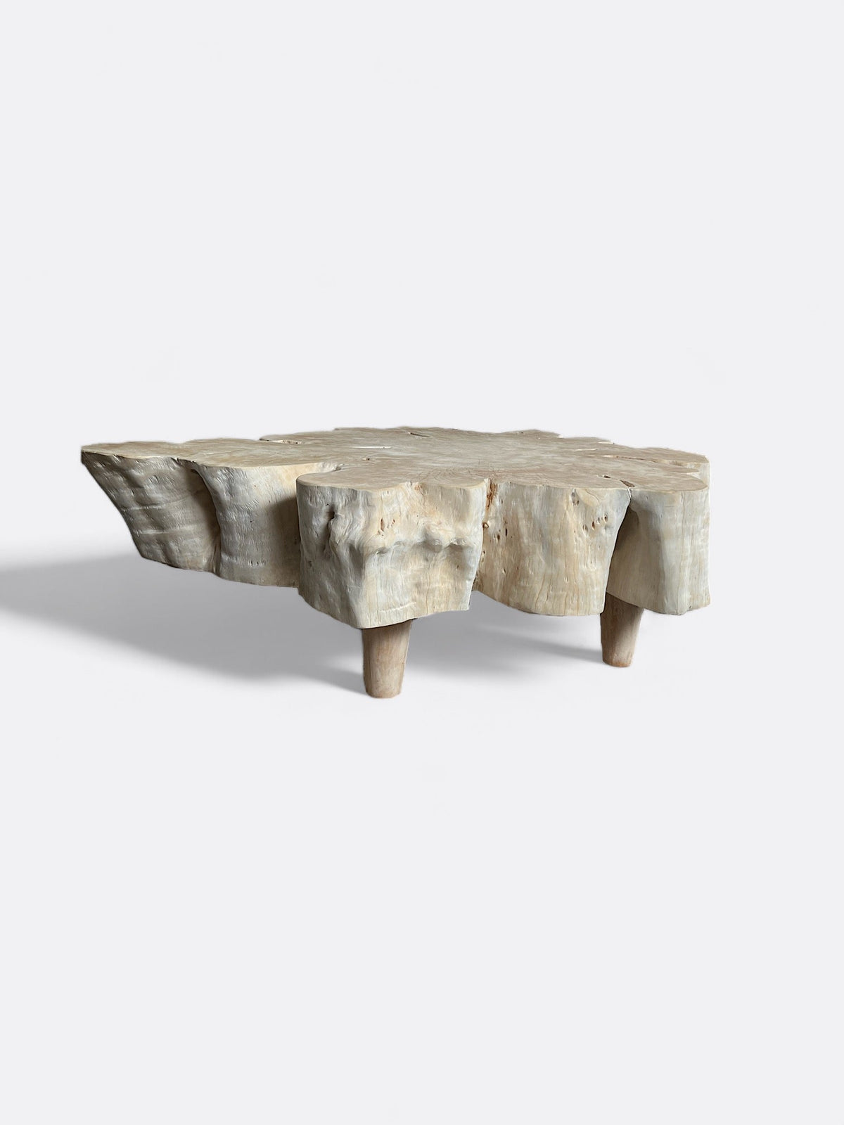 Table basse artisanale Padang en bois de litchi dans un salon