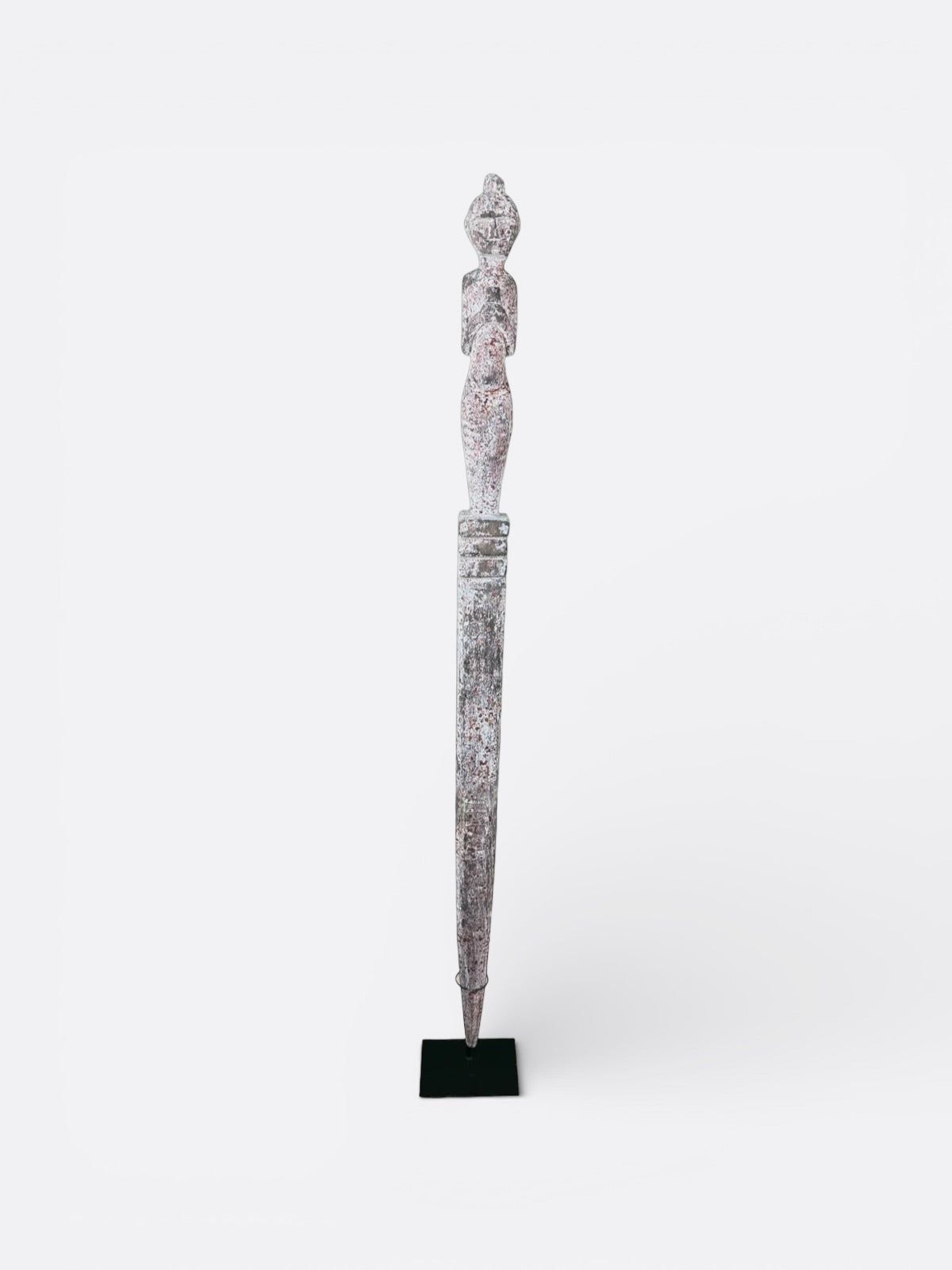 Sculpture totem en bois de Suar sur socle réglable, décoration artisanale balinaise