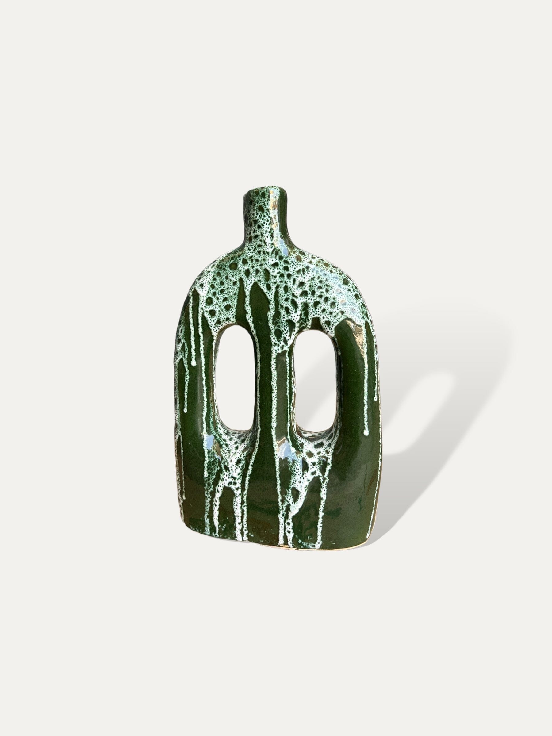 Vase vert et blanc ceramique - Eden vase Cokoha