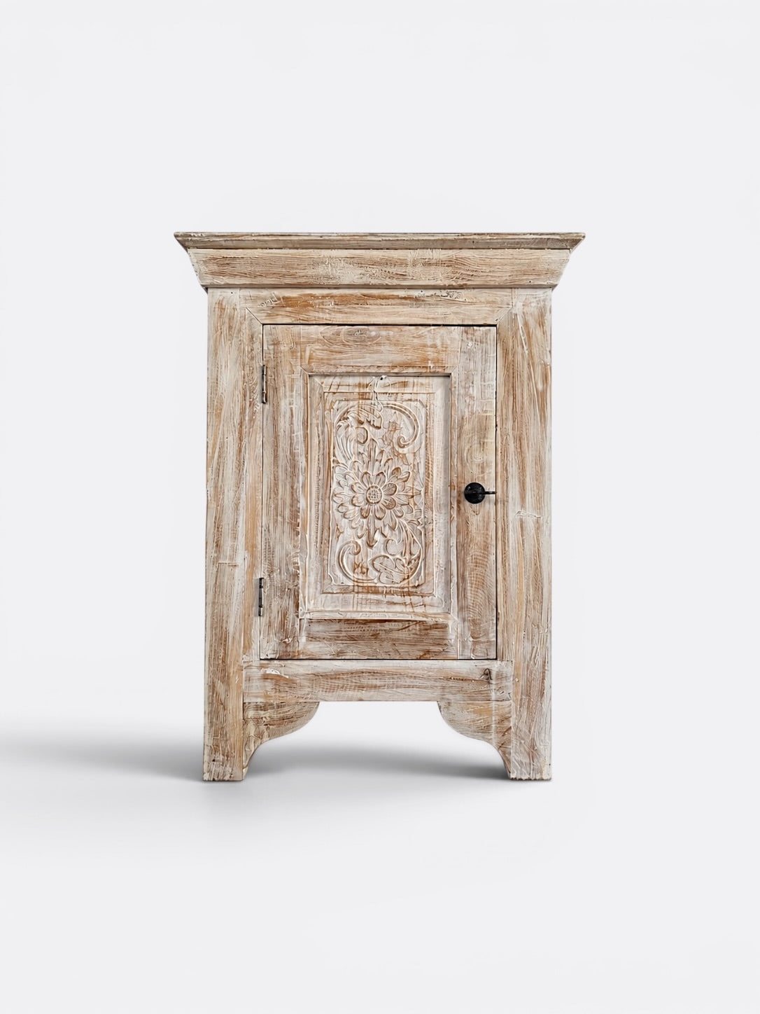 Tables de chevet artisanales en teck blanchi – Kalysa
