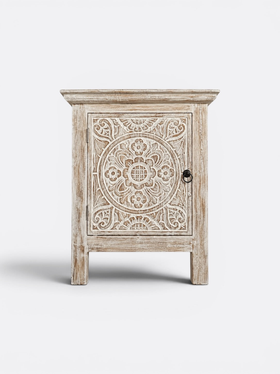 Tables de chevet artisanales en teck blanchi – Rimba