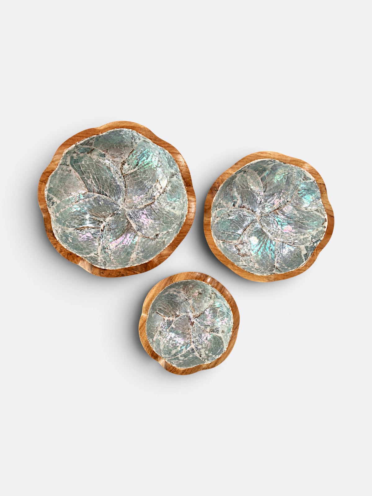 Set de 3 petits bols apéritif en teck et nacre – Jade