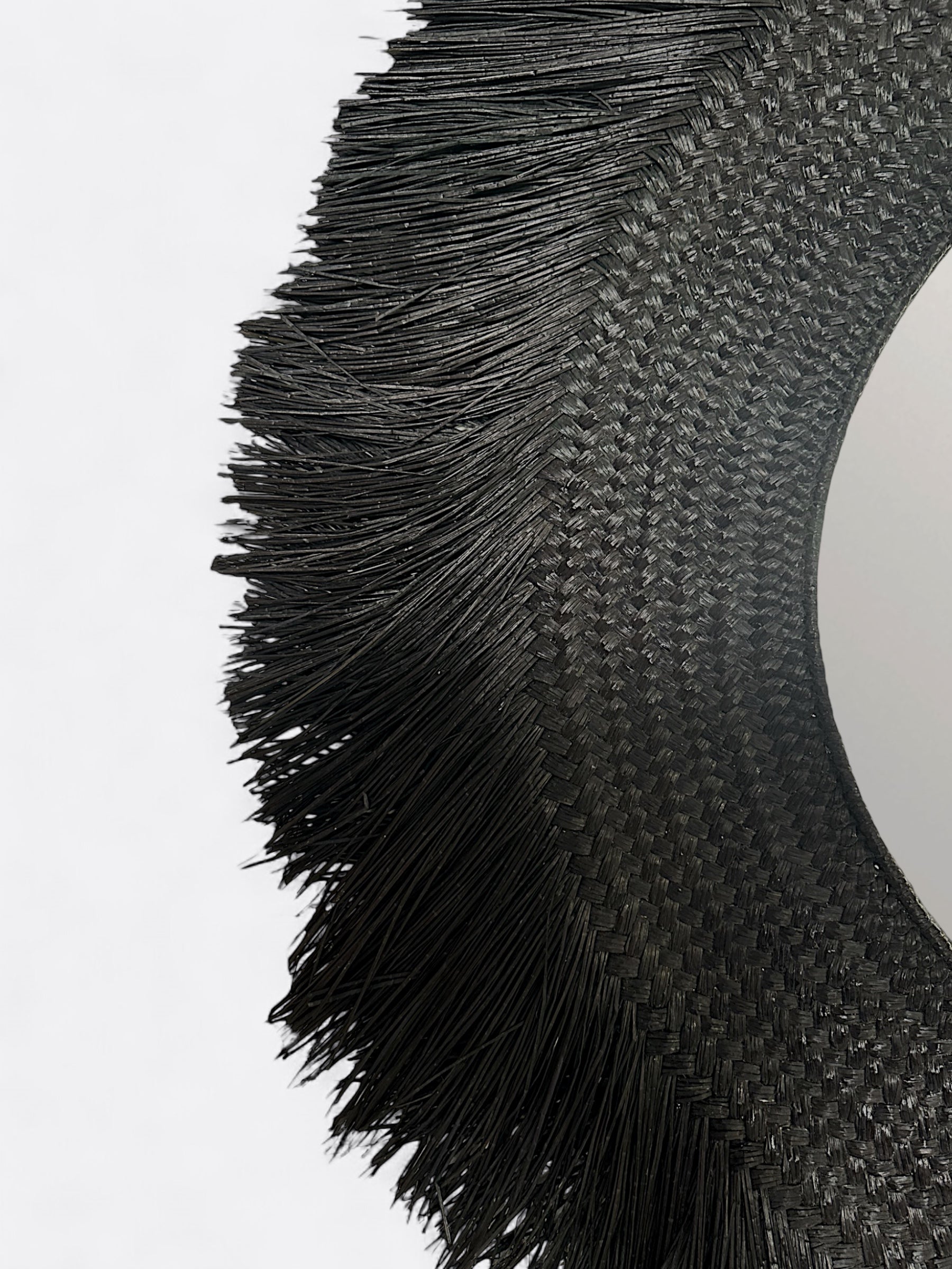 grand miroir balinais en paille noire - Hitam XL