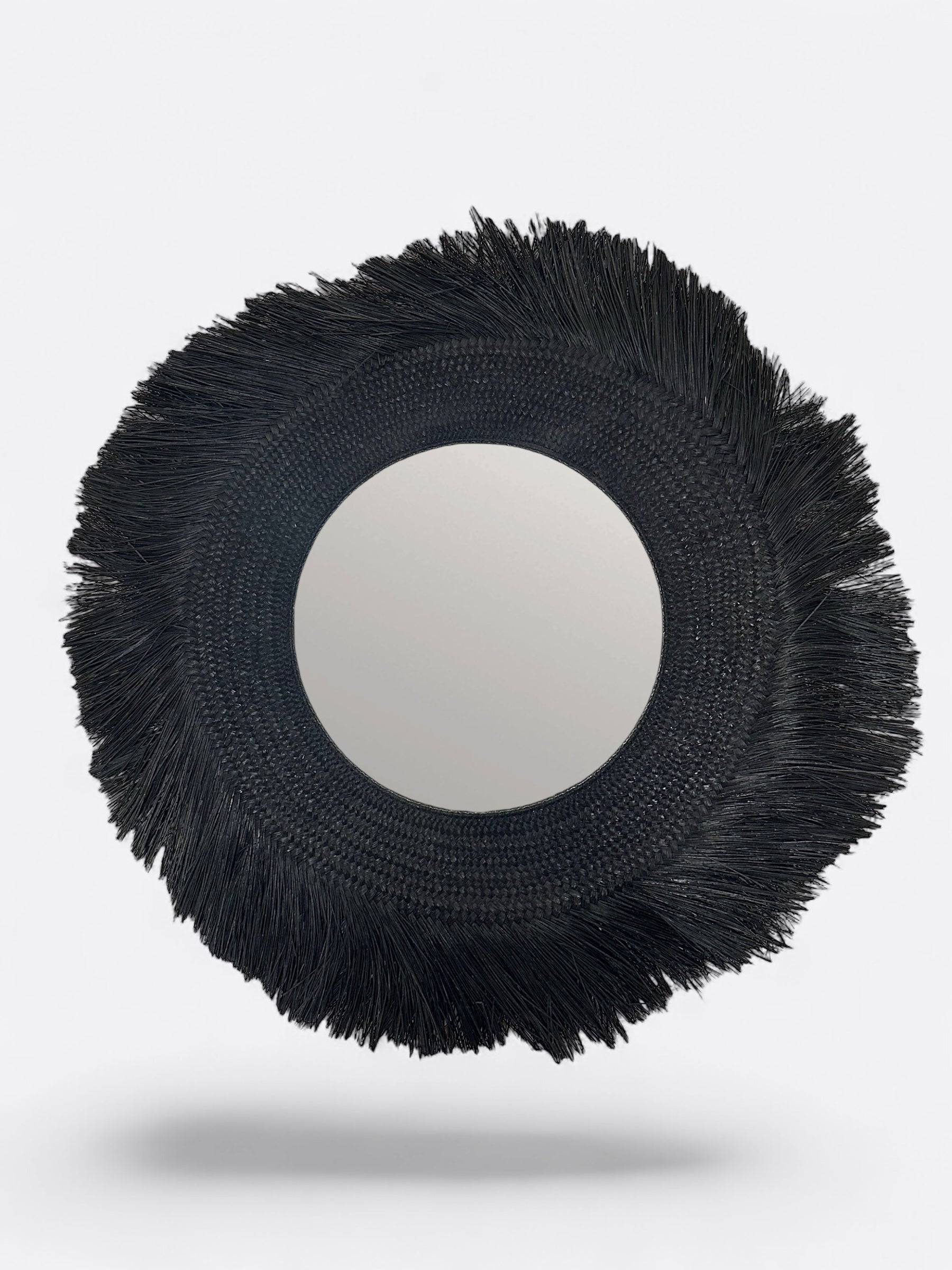 grand miroir balinais en paille noire - Hitam XL