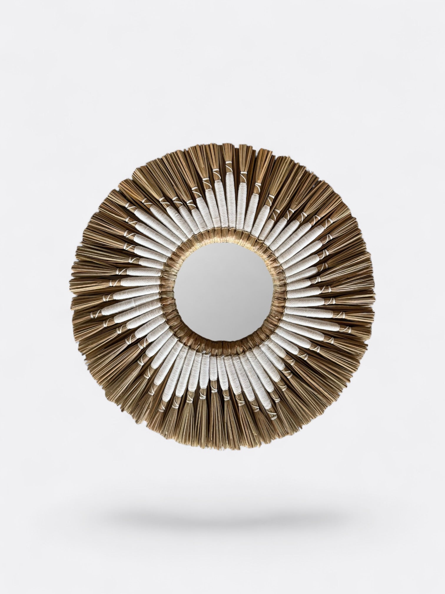 Petit miroir rond artisanal en roseau – Rio blanc