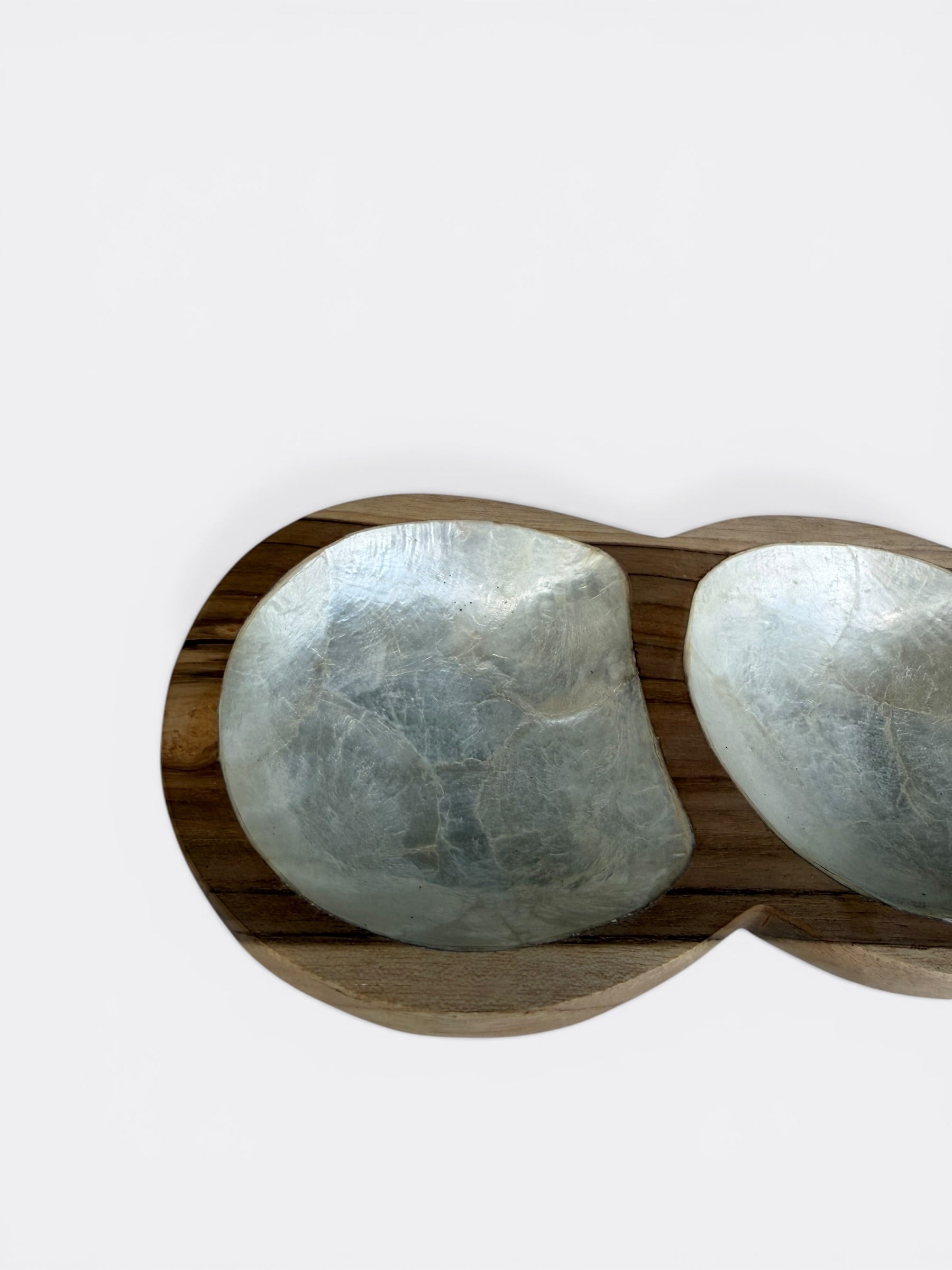 Présentoir apéritif en bois de teck & nacre