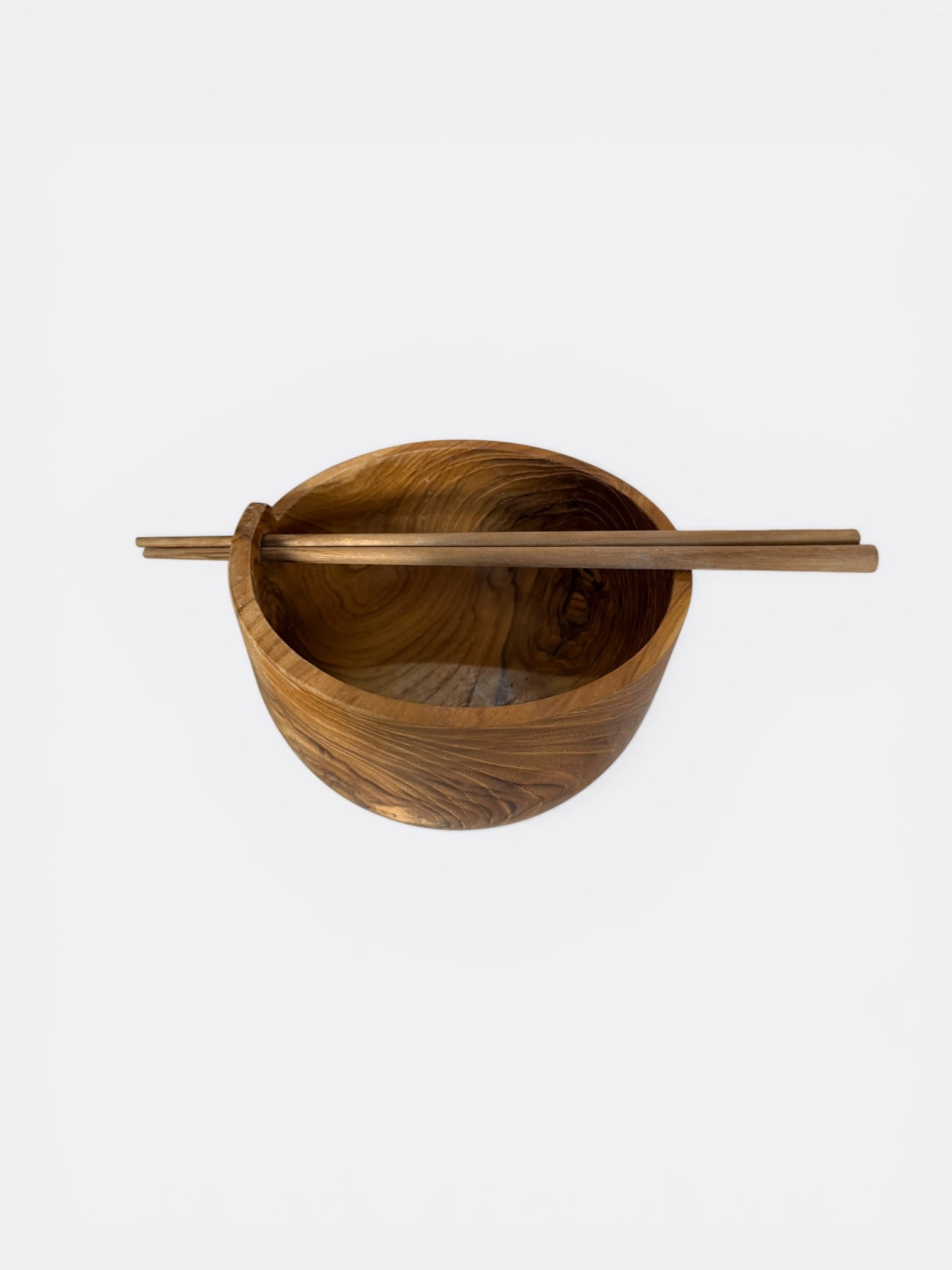 Bol en teck naturel avec baguettes