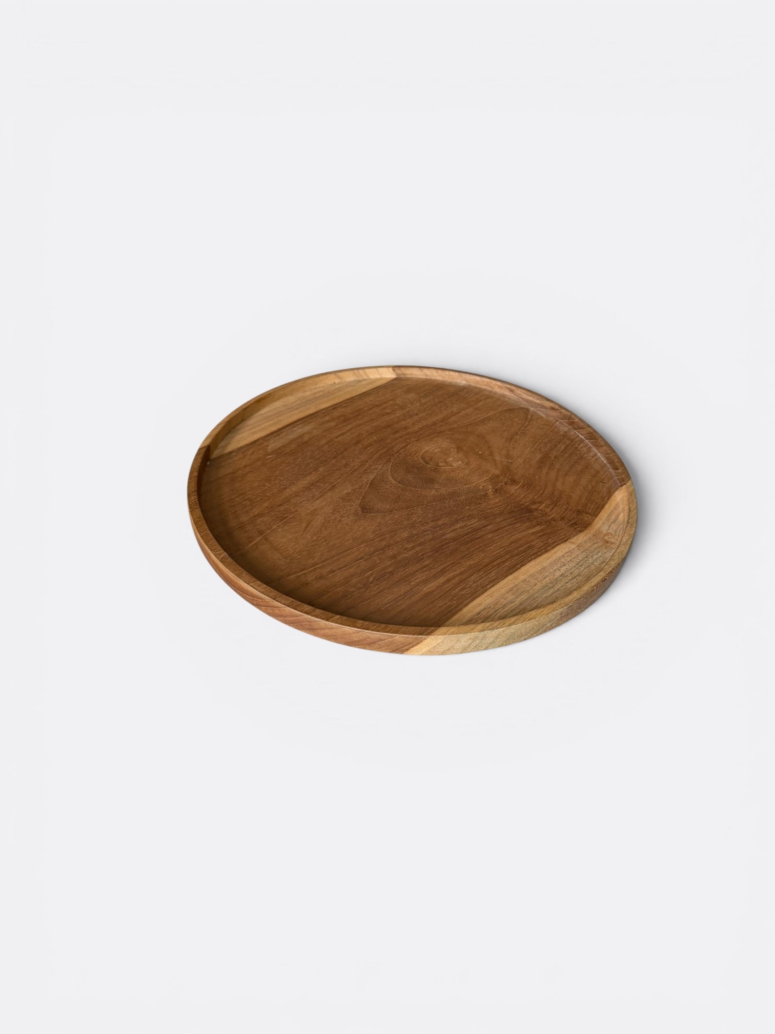 Set de 4 assiettes artisanales en teck naturel