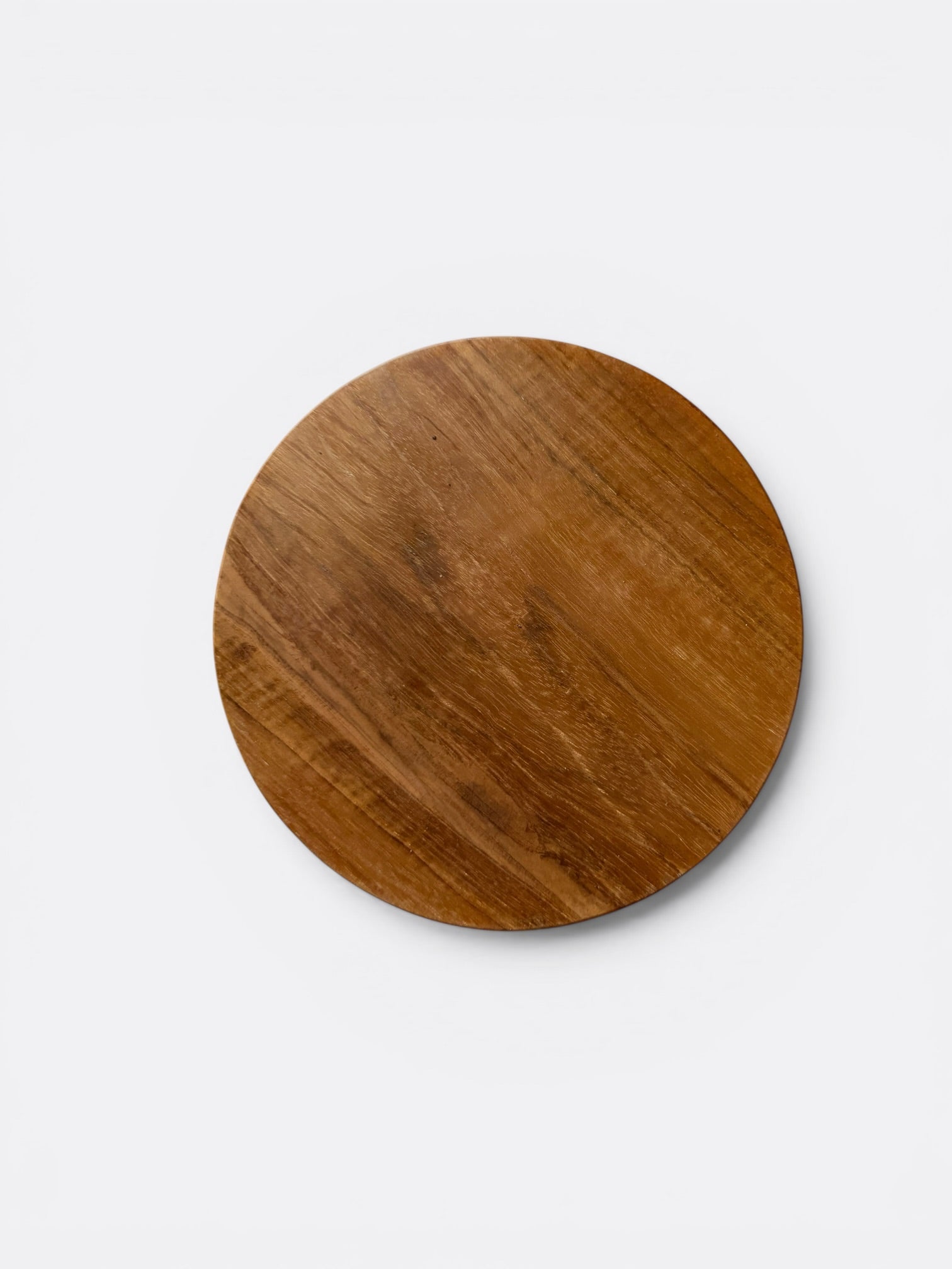 Set de 4 petites assiettes artisanales en teck naturel