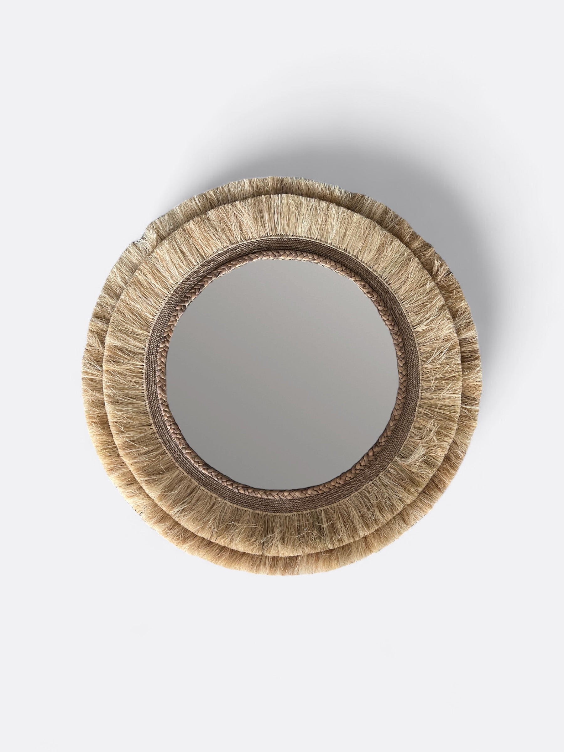 Miroir rond Balinais en Raphia beige - IDA