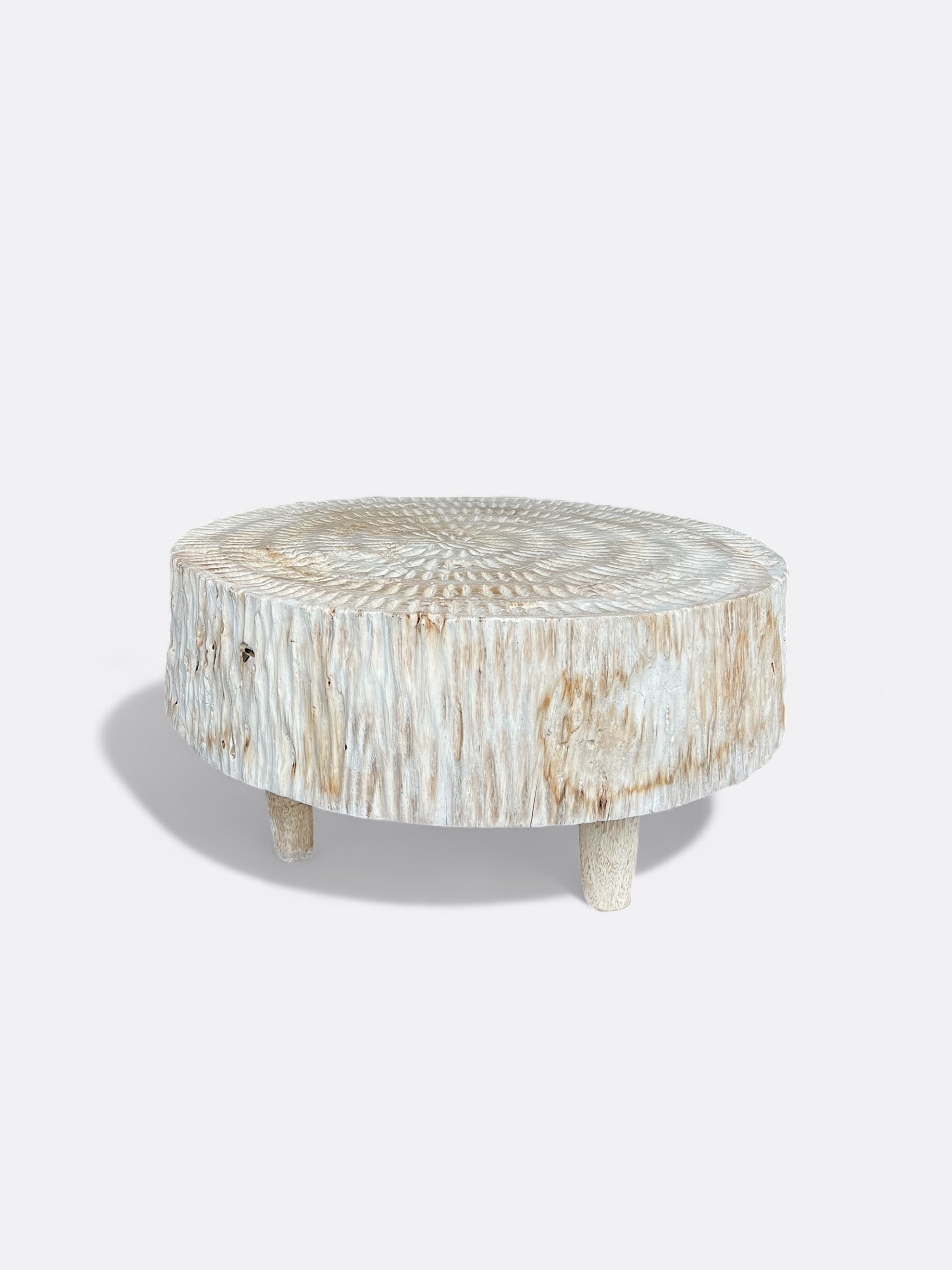 Table basse blanche en Bois de manguier sculpté - Melati