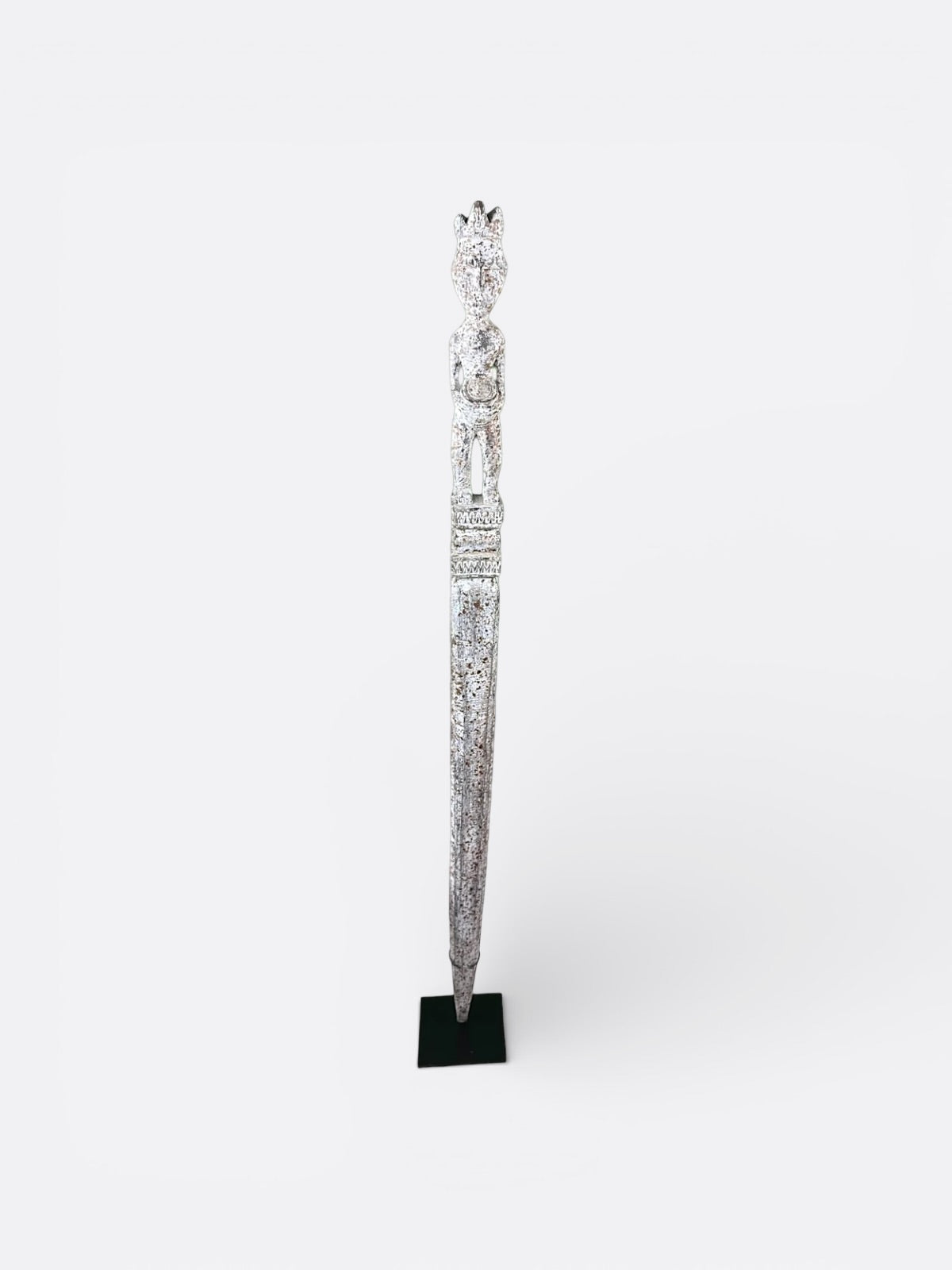 Sculpture totem en bois de Suar sur socle réglable, décoration artisanale balinaise