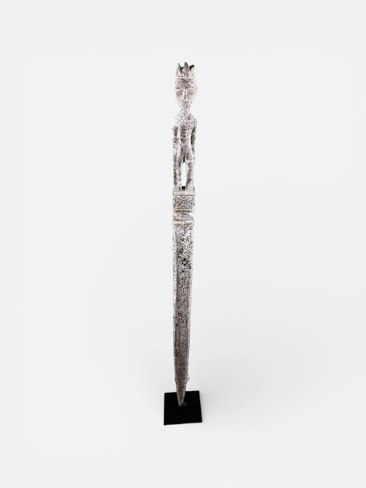 Sculpture totem en bois de Suar sur socle réglable, décoration artisanale balinaise