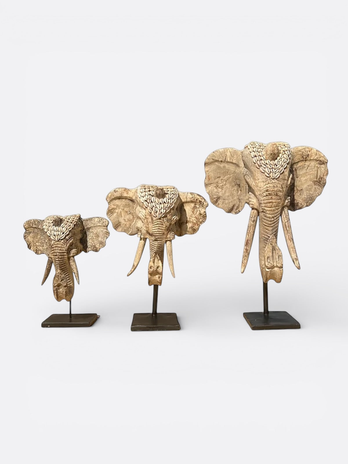 Éléphant décoratif en bois de Suar sculpté à la main, sculpture artisanale Gajah