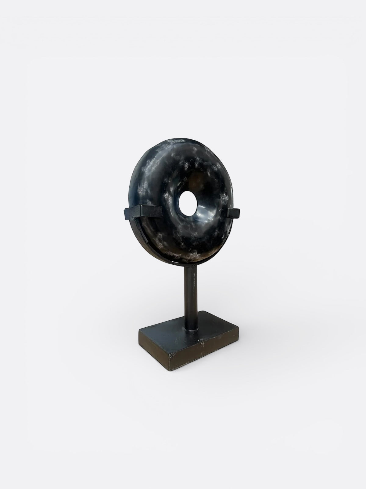 Grande sculpture en corail sur socle métal – Coraya Noir XL