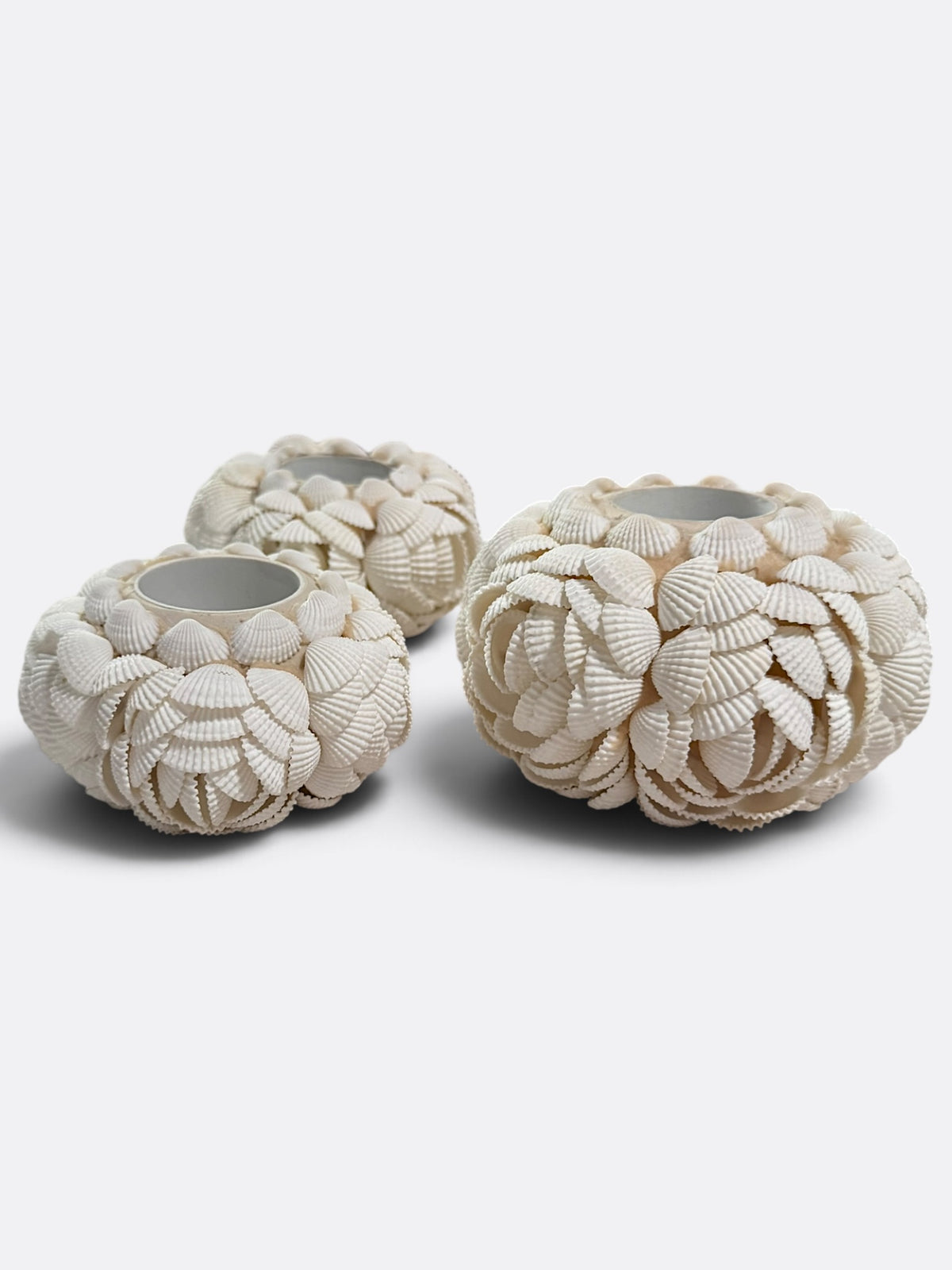 Bougeoirs en coquillage blanc pour bougies chauffe-plat