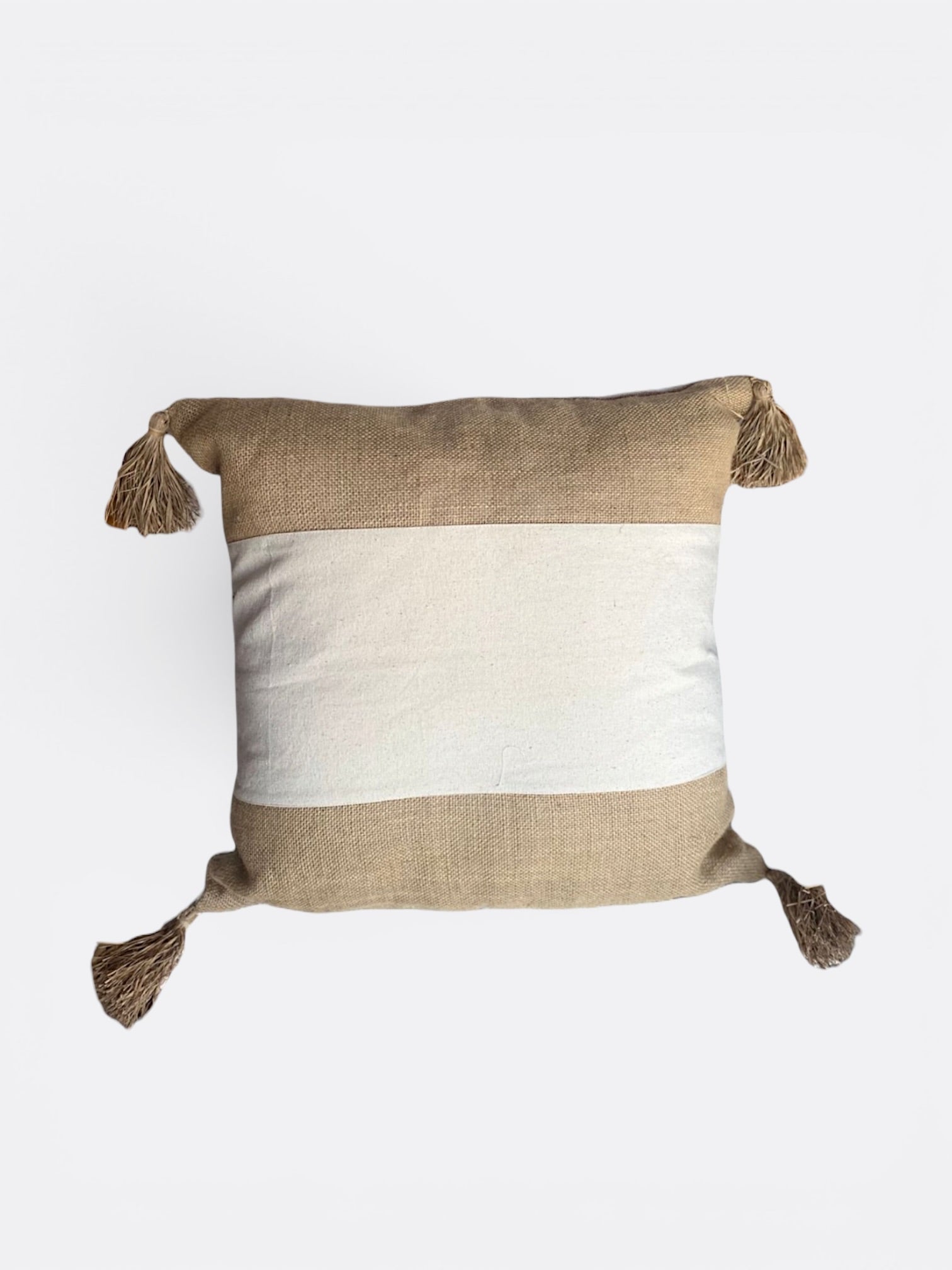 coussin carré Balinais en coton - Beige & Blanc