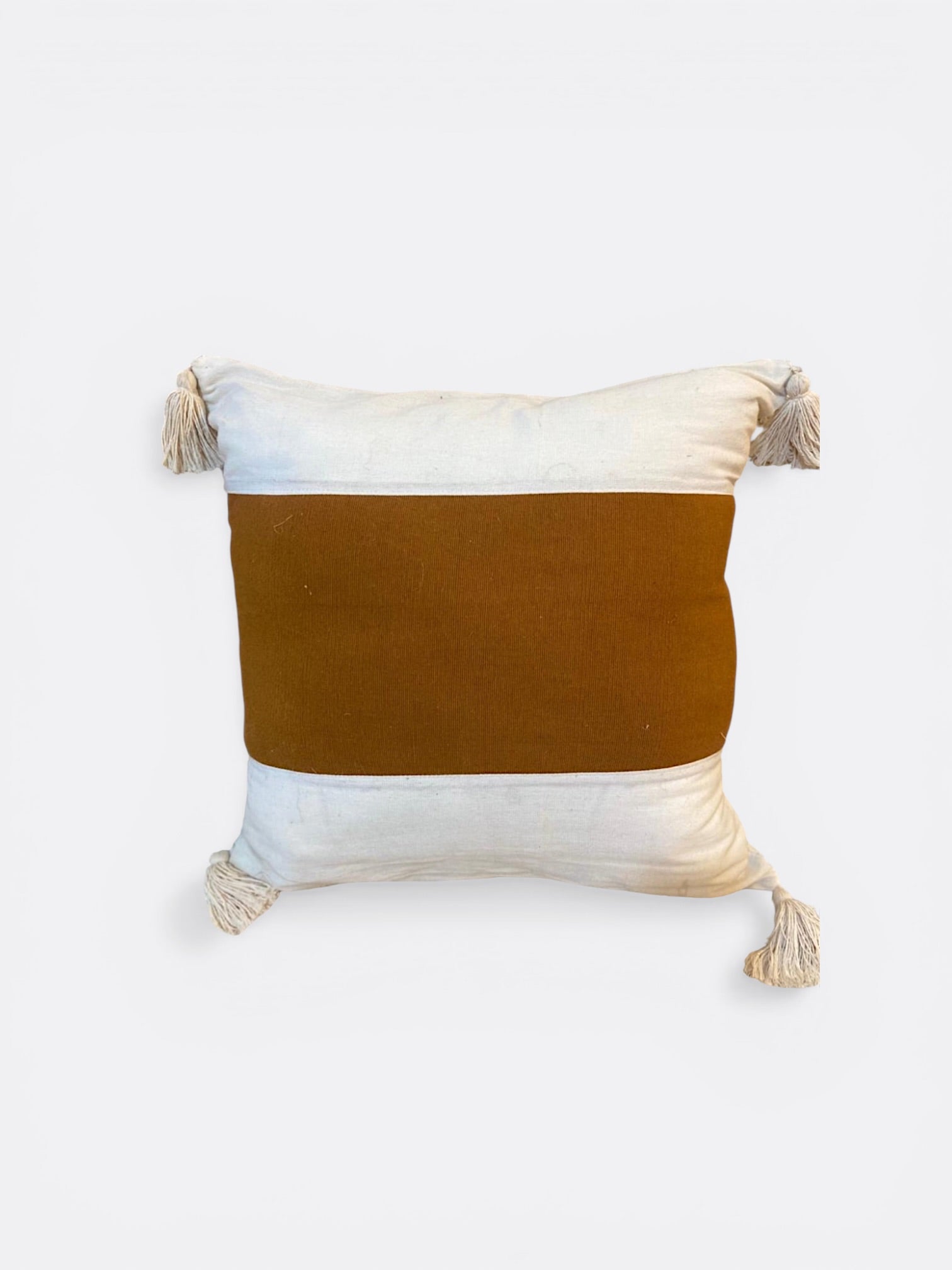 coussin carré Balinais en coton - Blanc & rouge